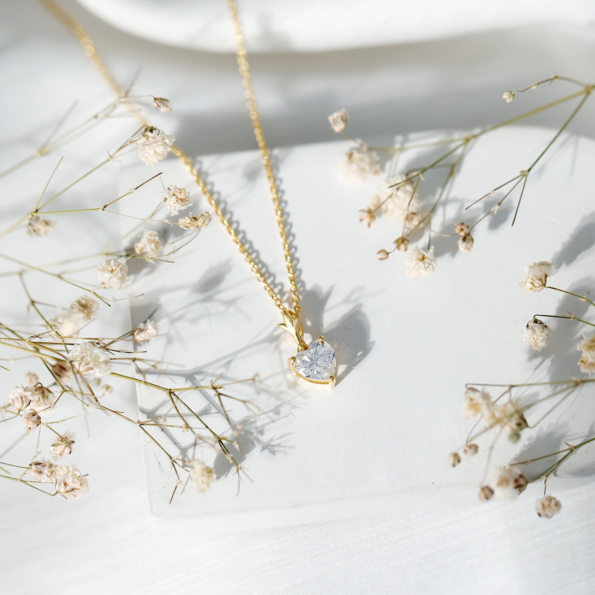 1.5 Carat Heart Shaped Moissanite Pendant With Gold Plated Silver Chain