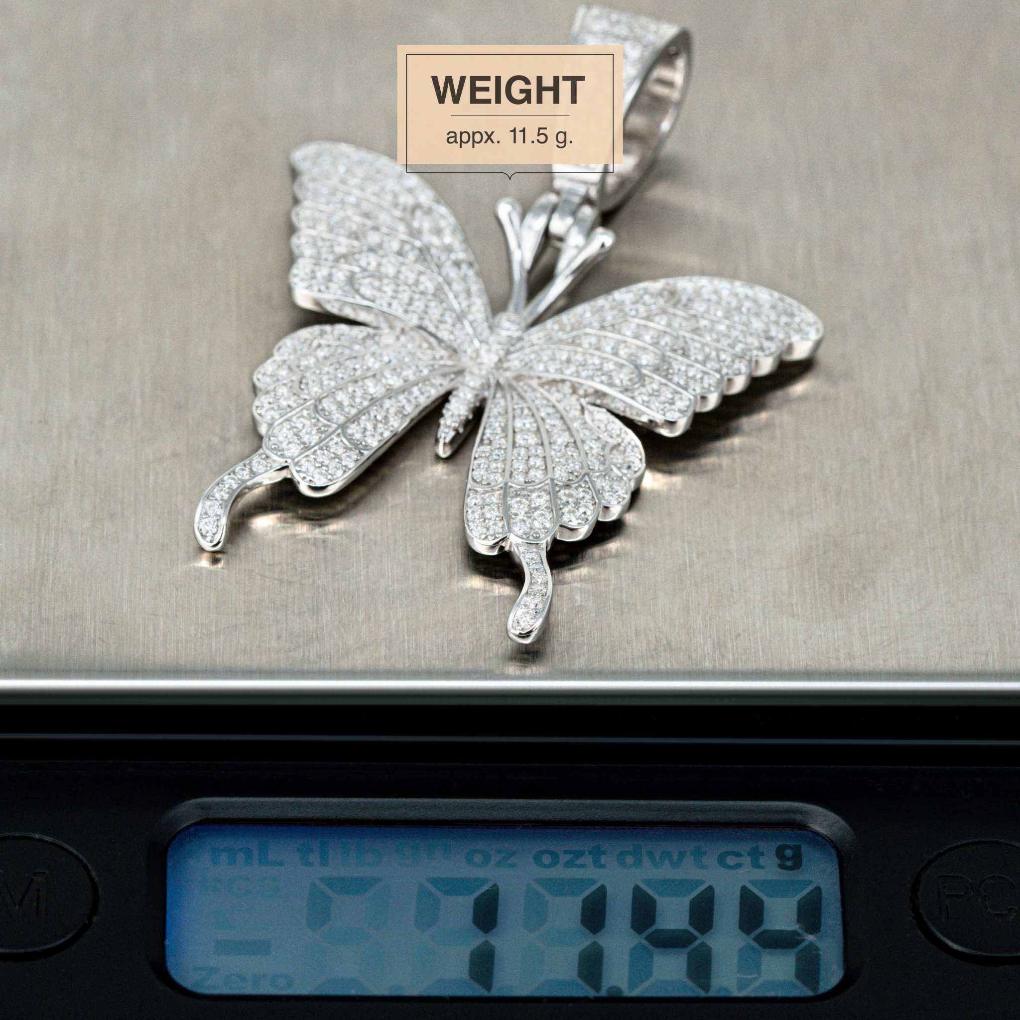 Women's Moissanite Butterfly Pendant 925 Sterling Silver 2.5 TCW