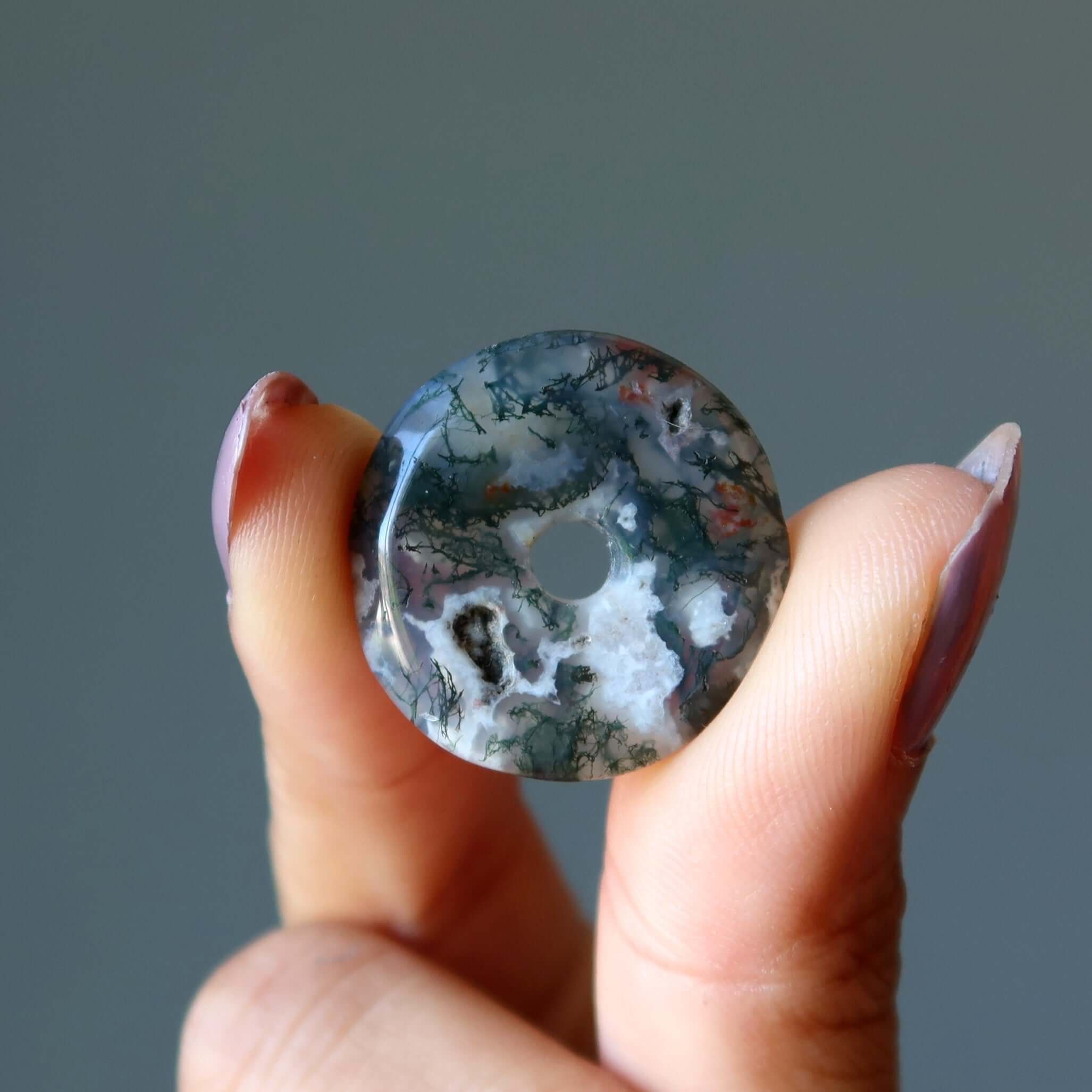 Moss Agate Gemstone Donut Green Healing