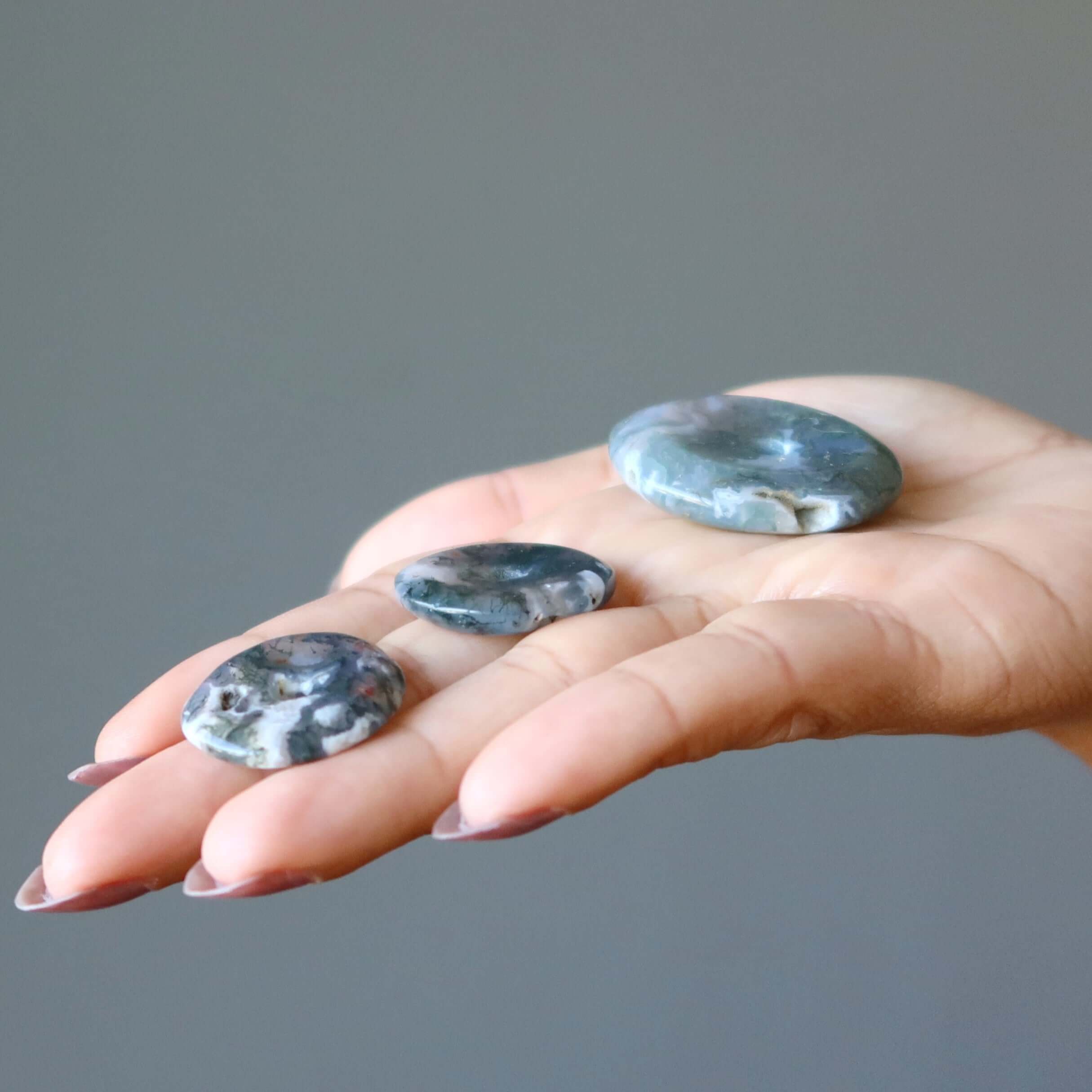 Moss Agate Gemstone Donut Green Healing