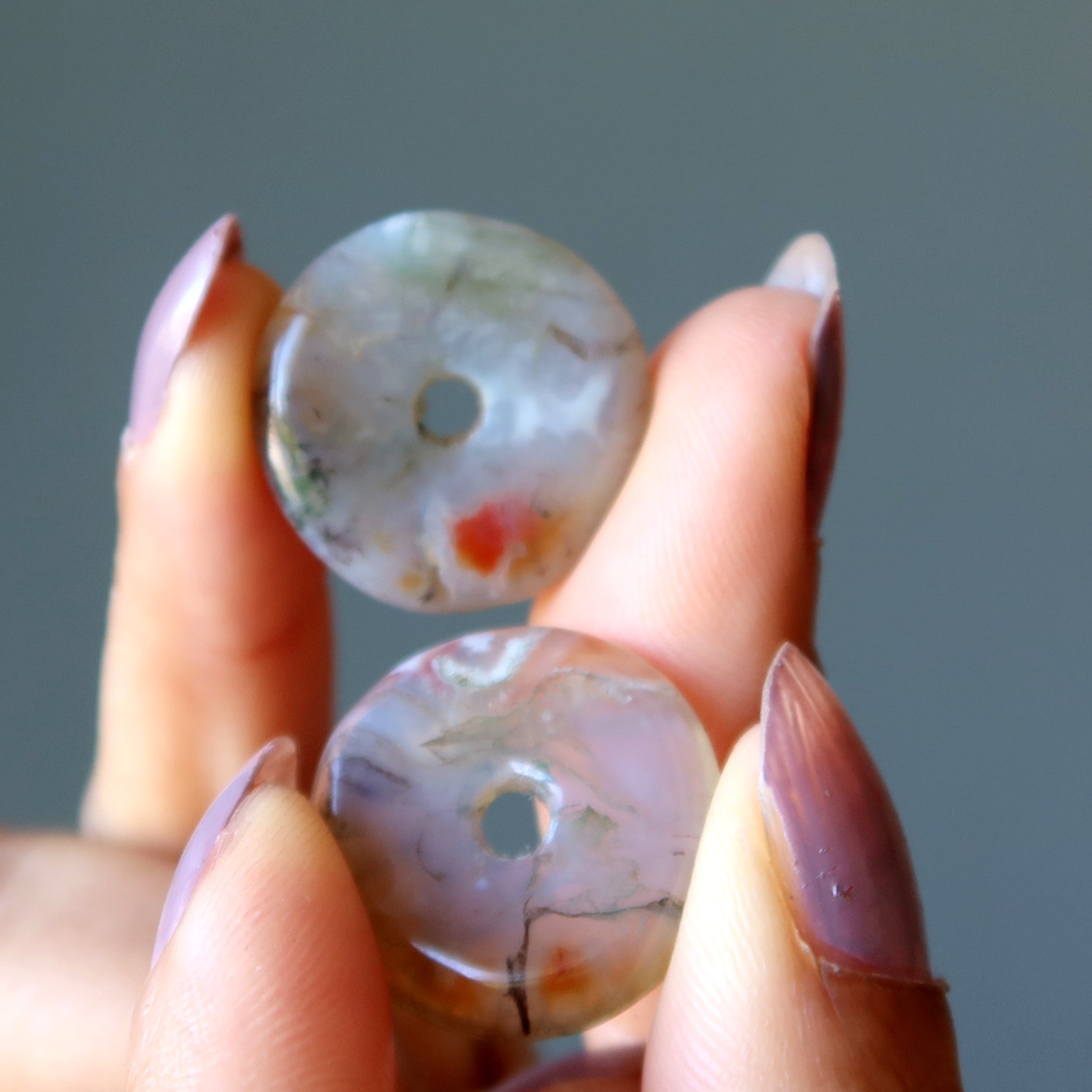 White Moss Agate Gemstone Donut Carnelian Creator
