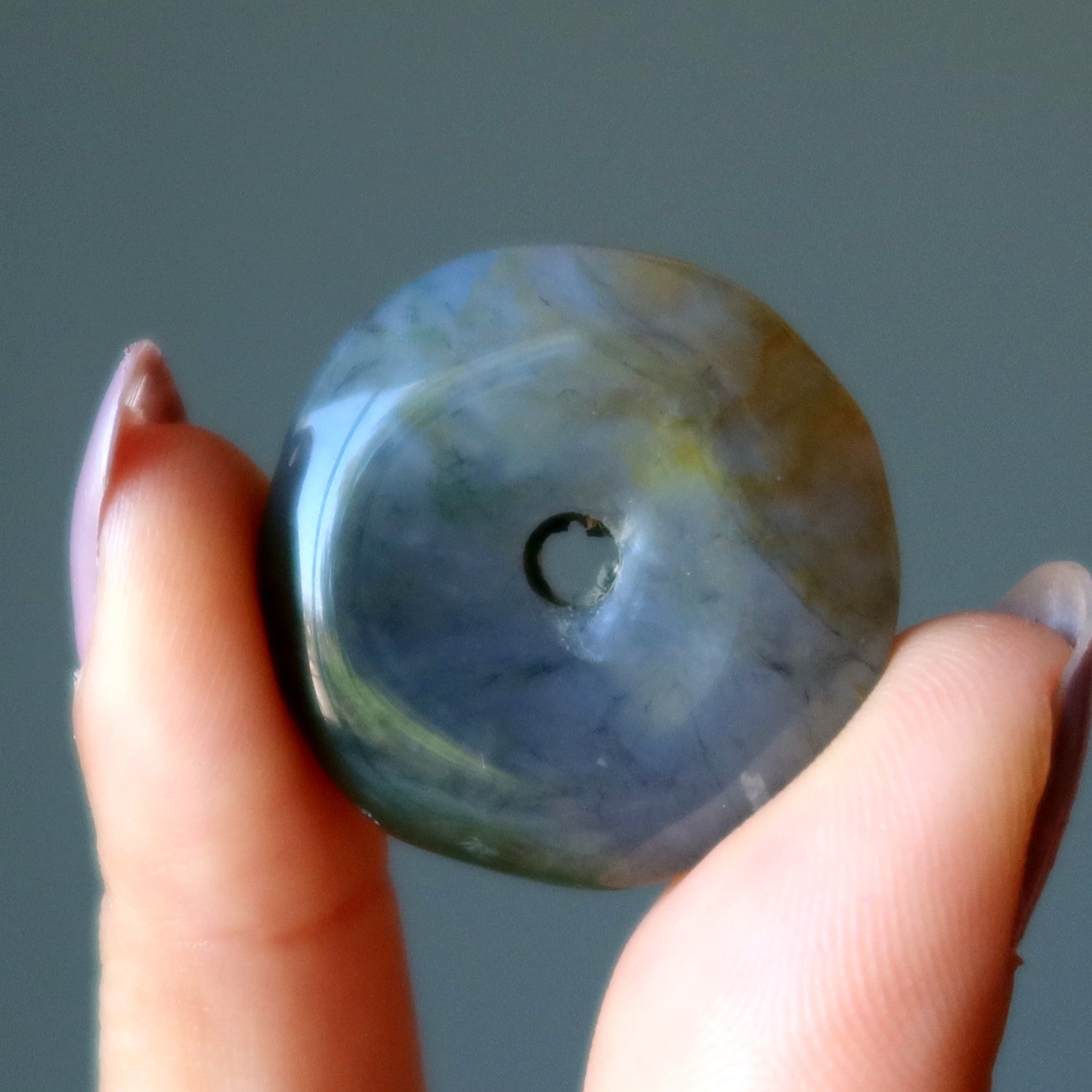 Moss Agate Gemstone Donut Pleasing Purple