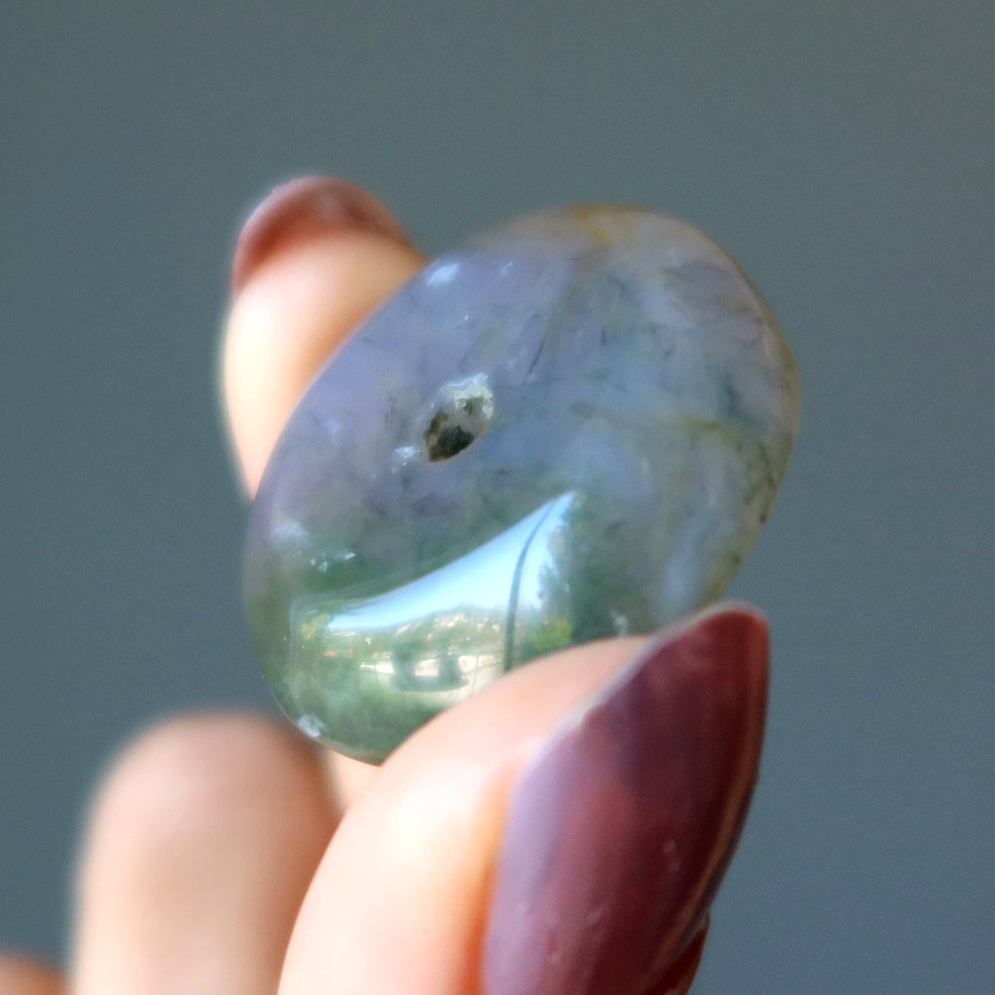 Moss Agate Gemstone Donut Pleasing Purple
