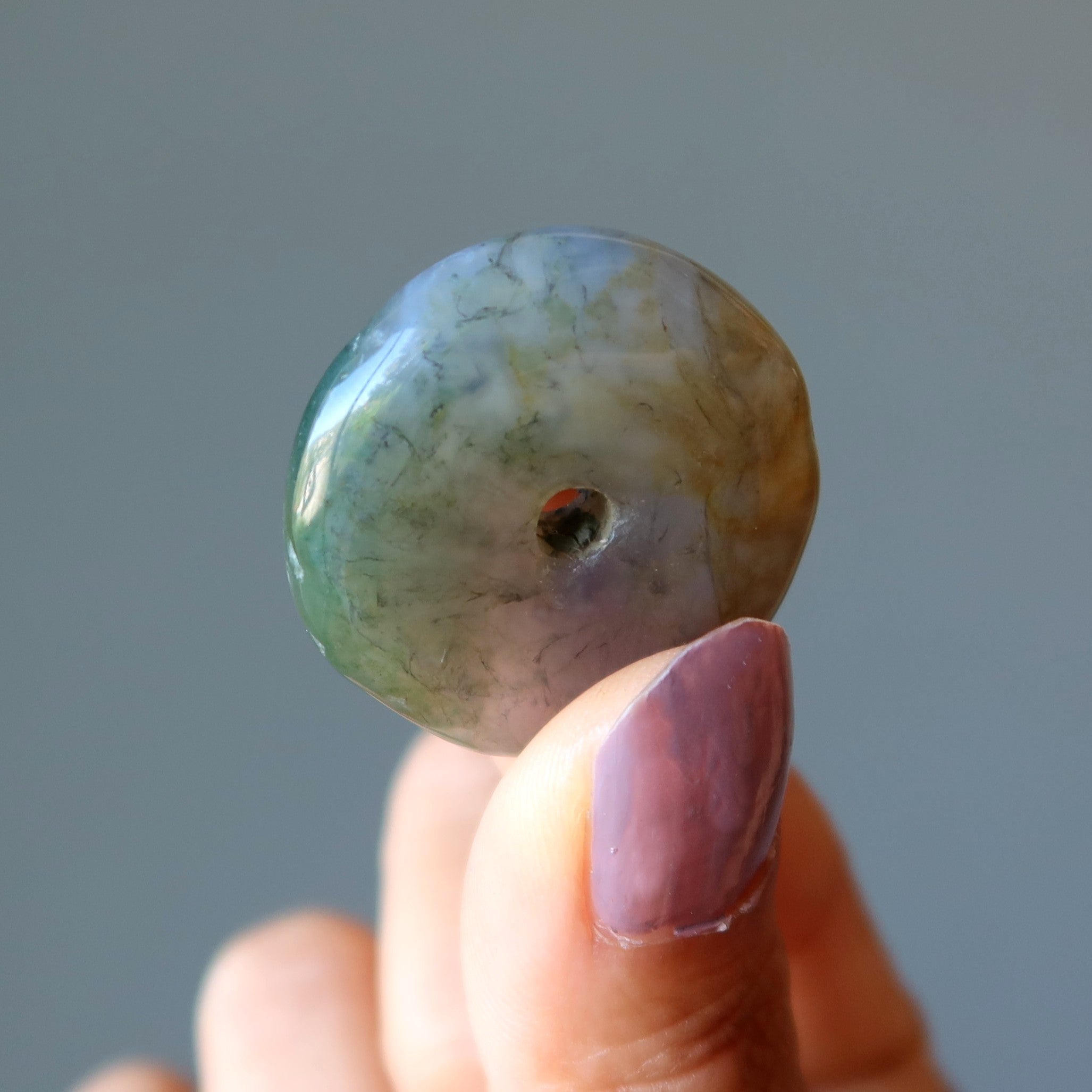 Moss Agate Gemstone Donut Pleasing Purple