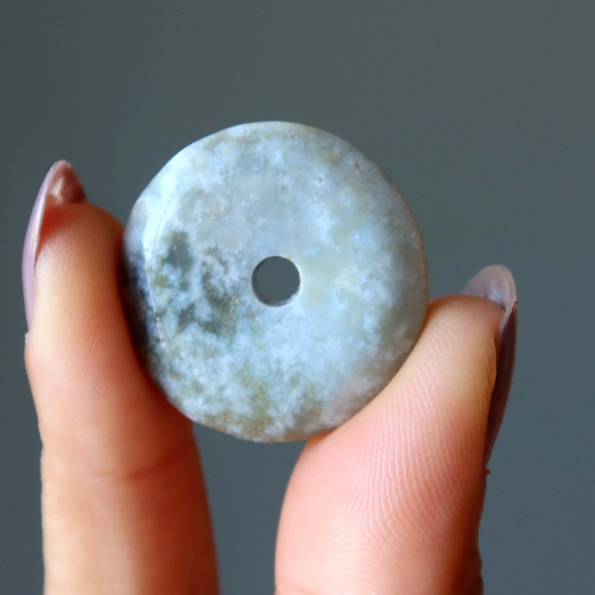 Green Agate Gemstone Donut Sage Spirit Pendant