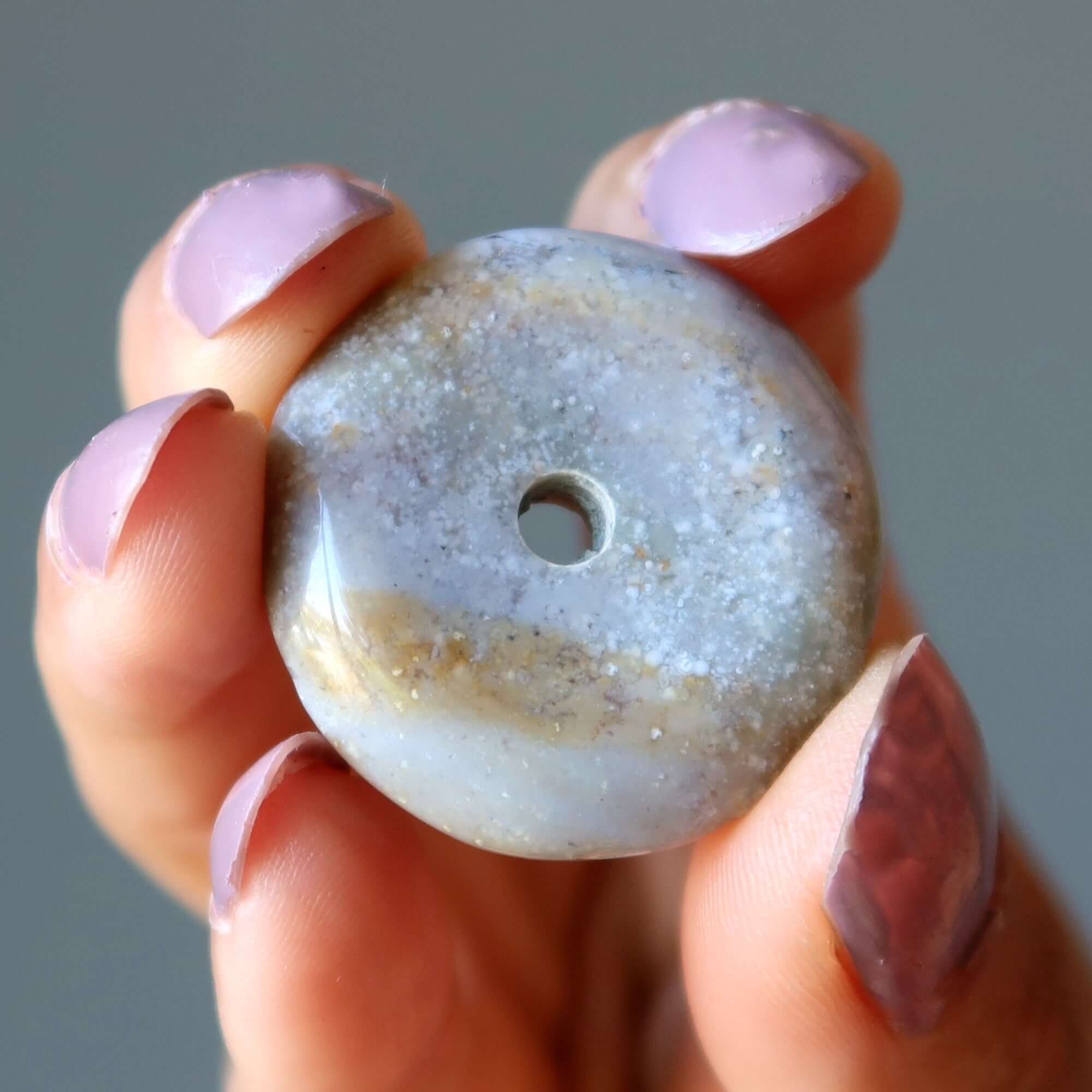 Green Agate Gemstone Donut Sage Spirit Pendant