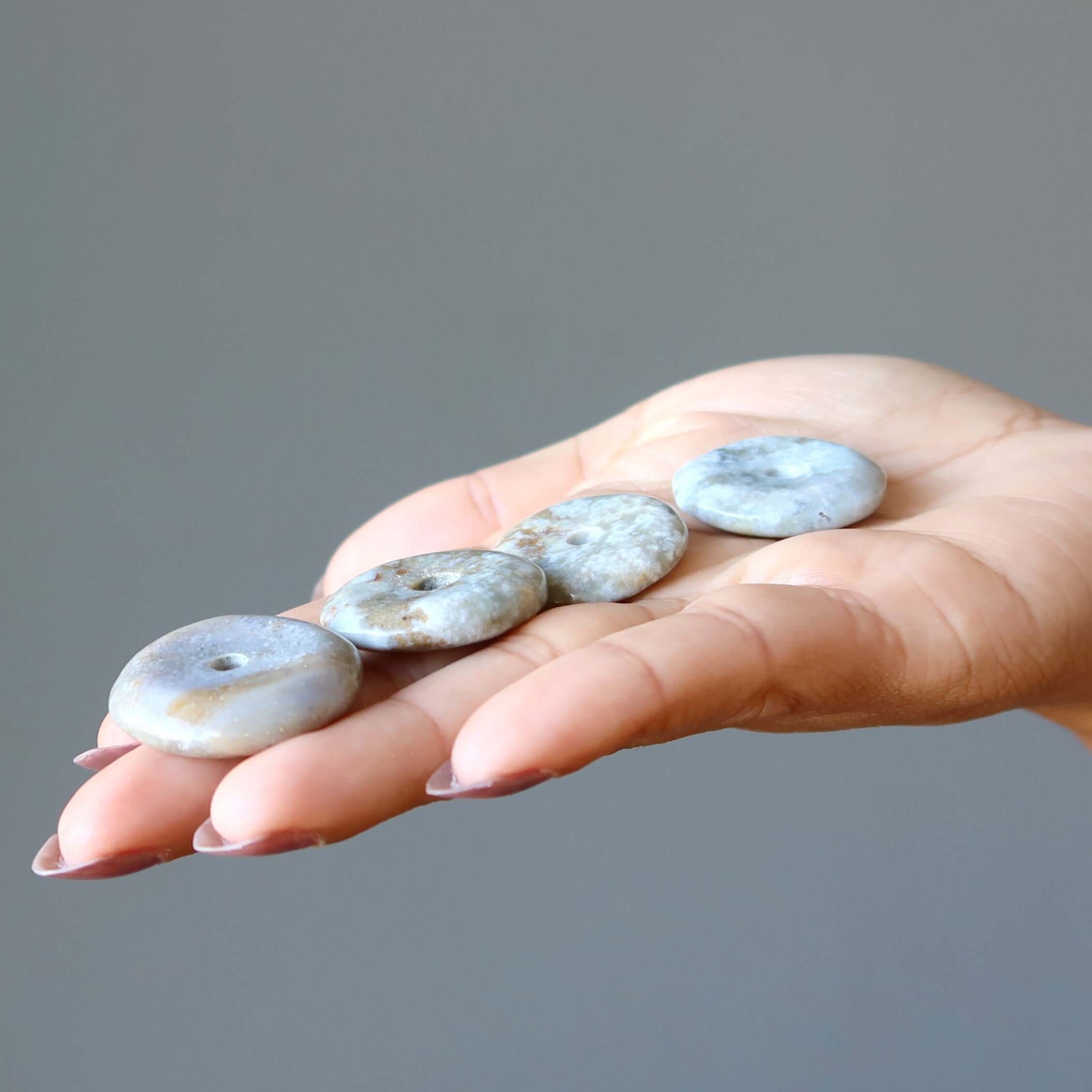 Green Agate Gemstone Donut Sage Spirit Pendant