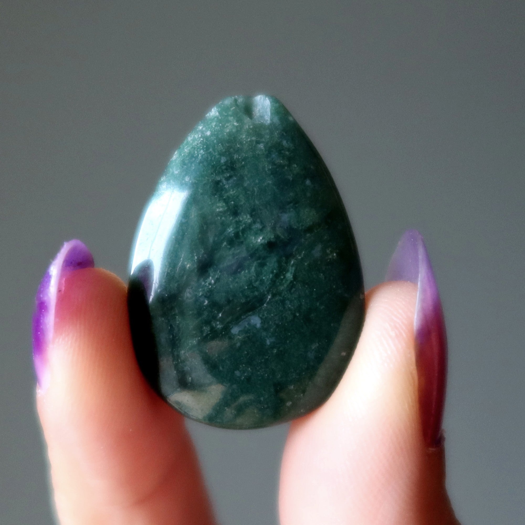 Moss Agate Grid Crystal Jewelry Making Pear Drilled