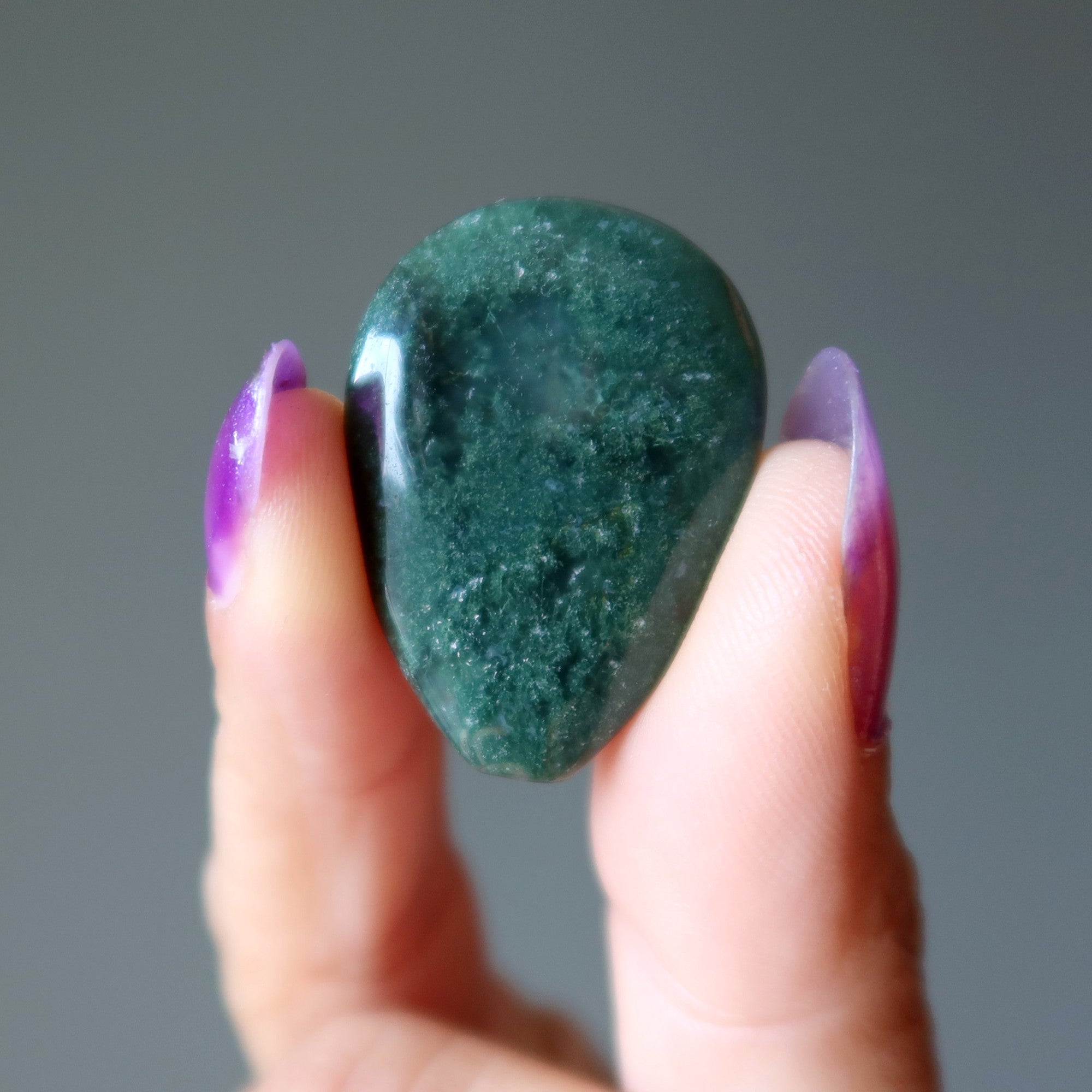 Moss Agate Grid Crystal Jewelry Making Pear Drilled