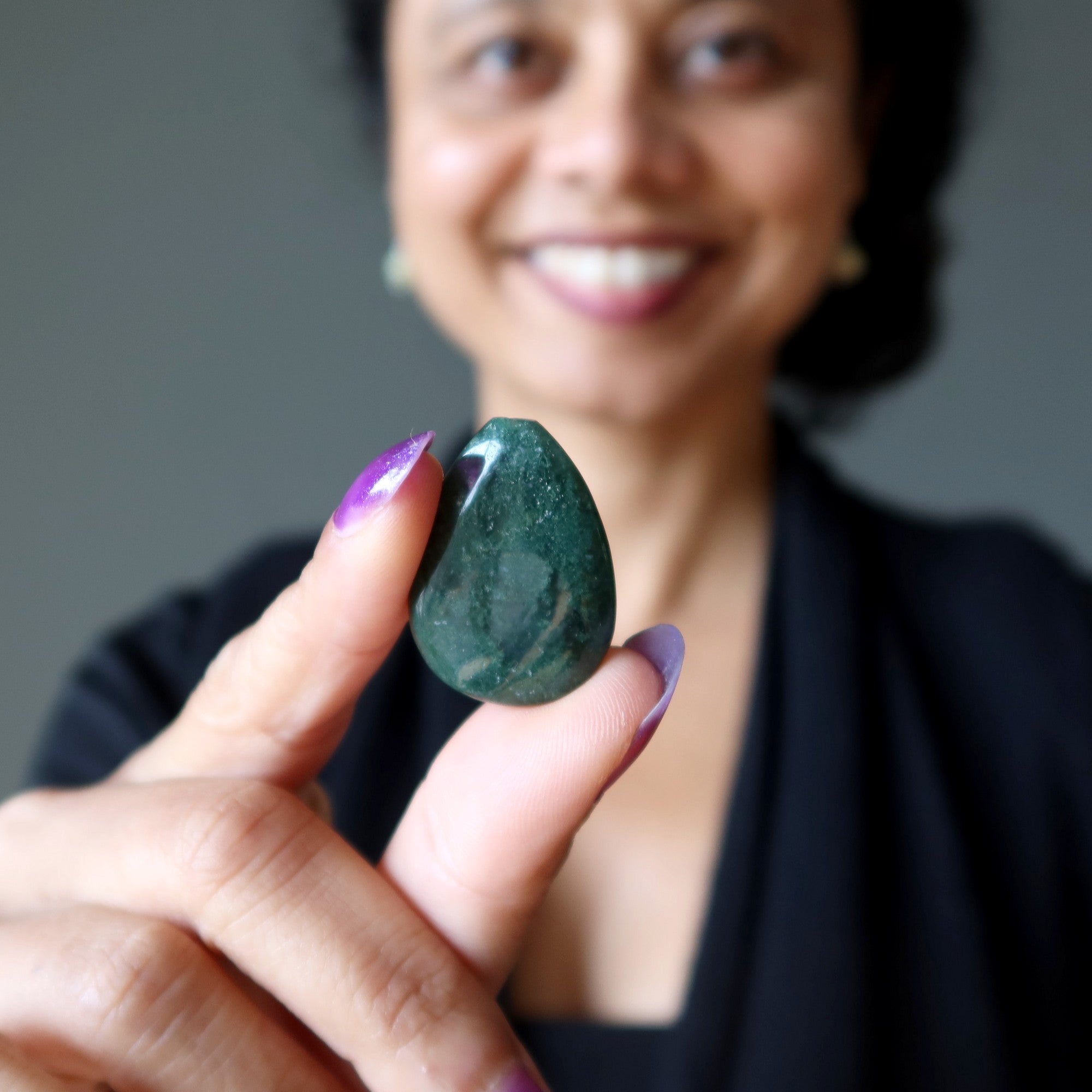 Moss Agate Grid Crystal Jewelry Making Pear Drilled