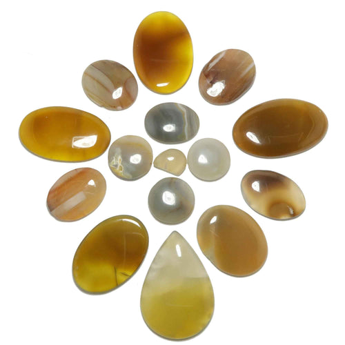 Agate Grid Crystal Bundle Brilliant Cabochon Set of 15
