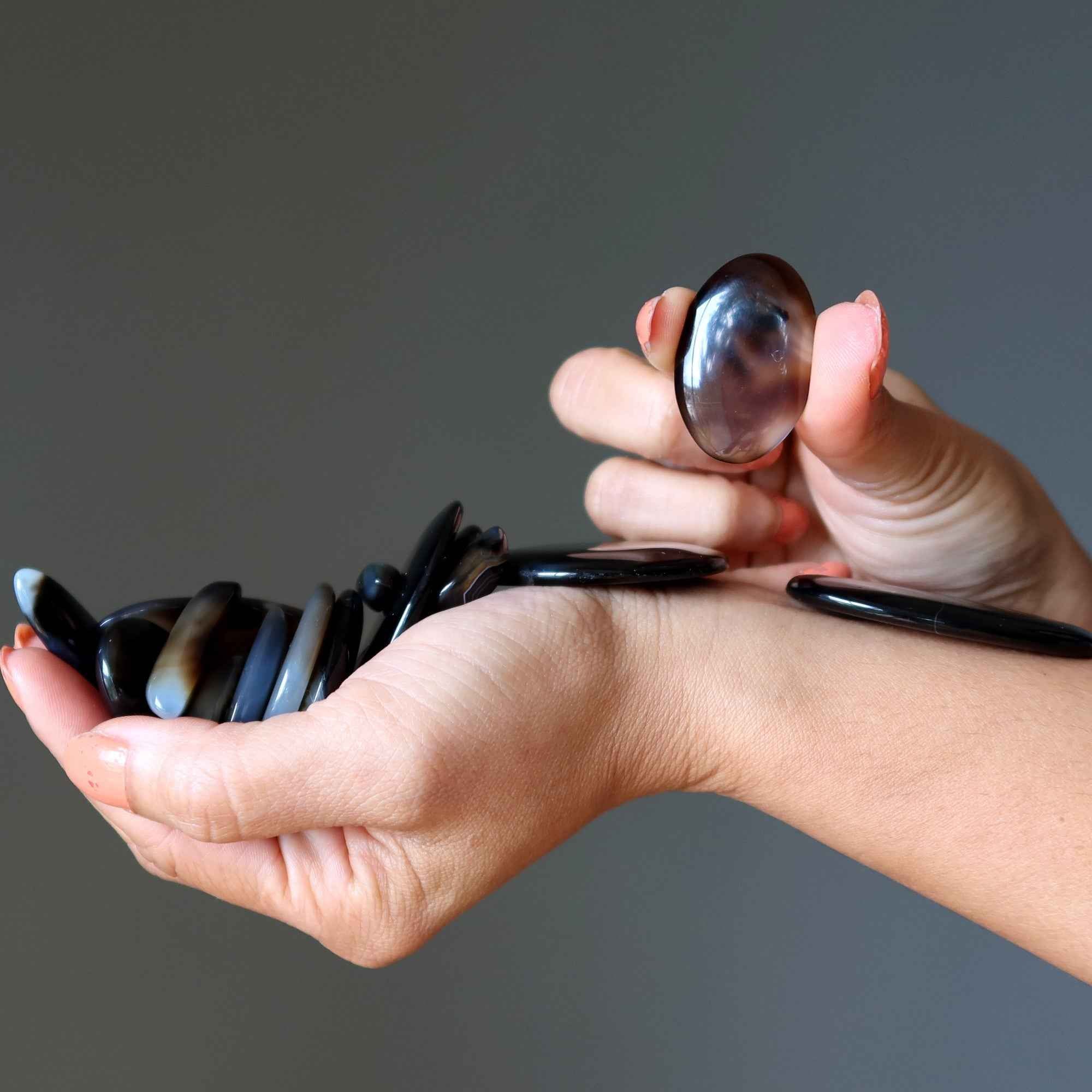 Black Agate Grid Crystal Bundle Protection Set of 18