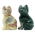 Chat Sert Dentelle Folle & Agate Mousse Verte Paire Pierre Animal Spirituel