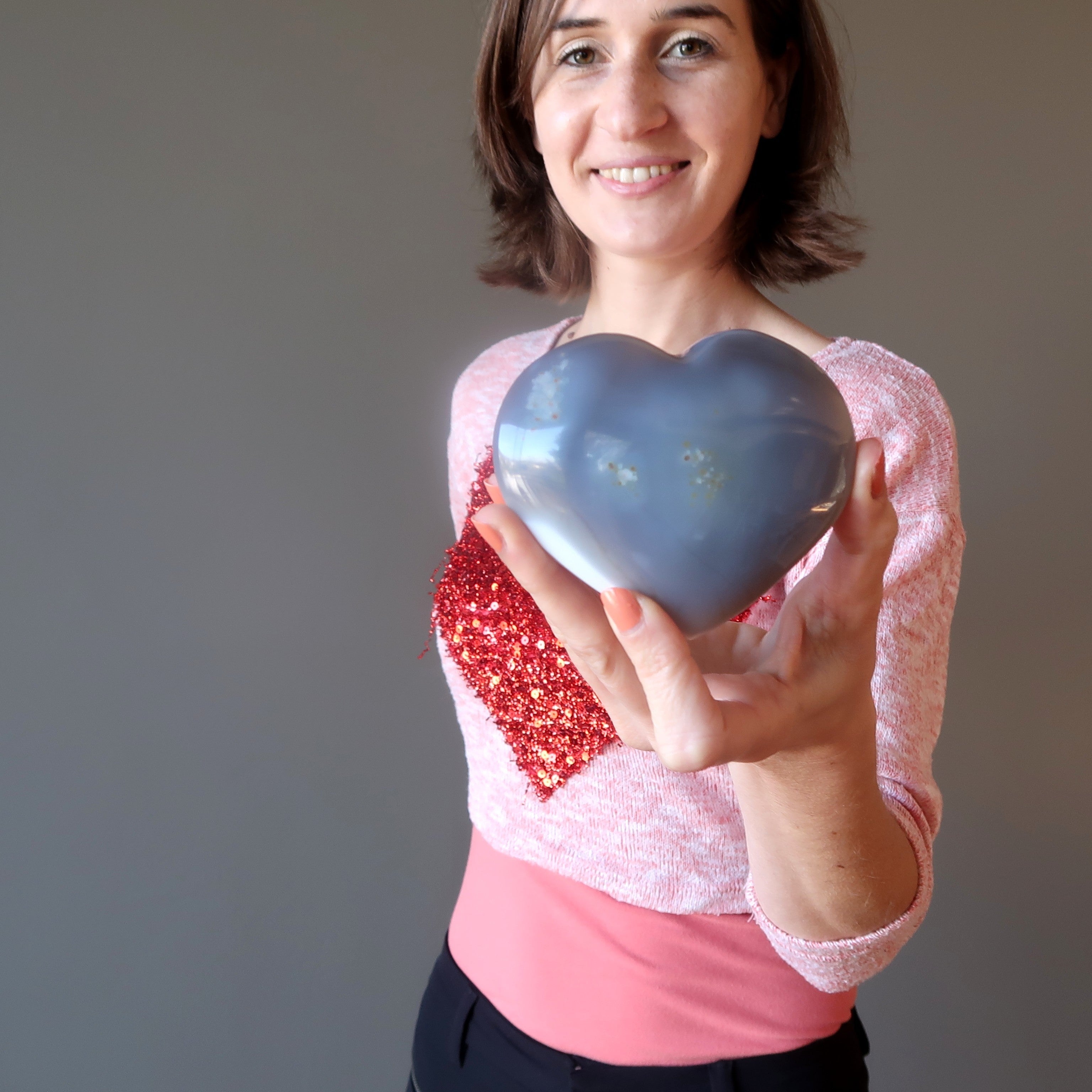 Blue Lace Agate Heart Matching Waves Vibes