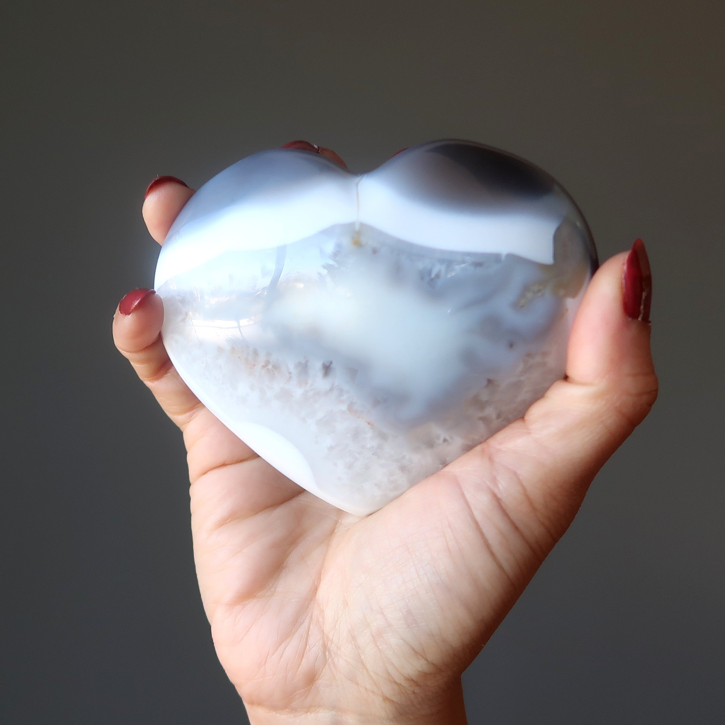 Blue Lace Agate Heart Matching Waves Vibes