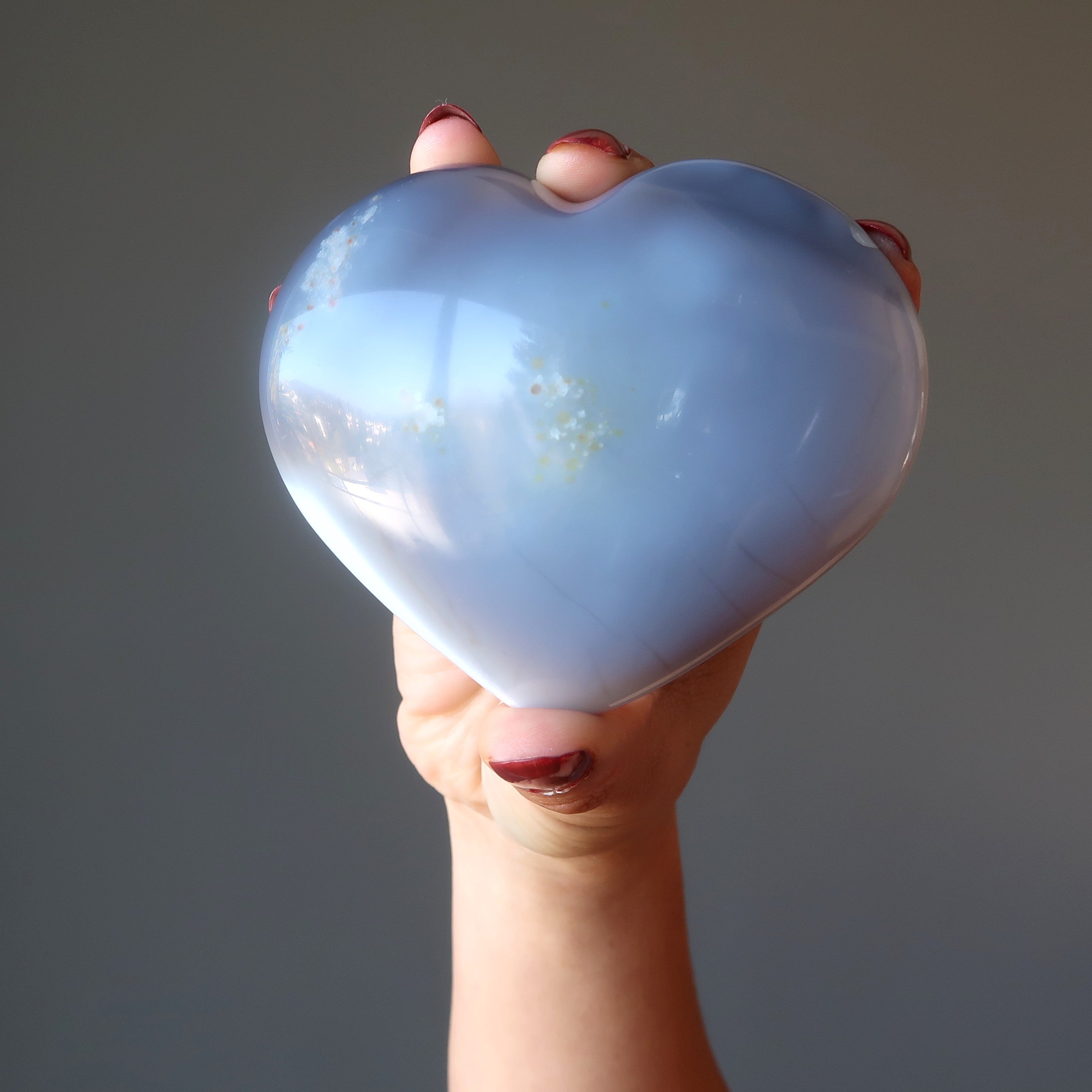 Blue Lace Agate Heart Matching Waves Vibes