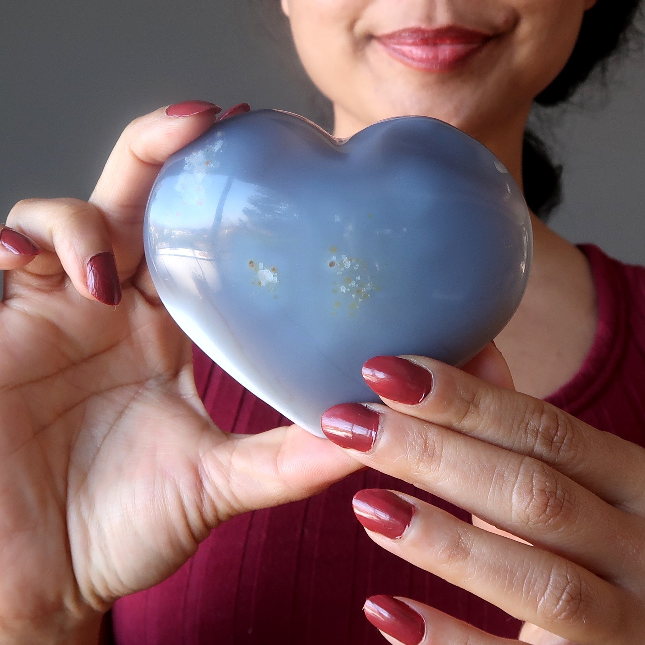 Blue Lace Agate Heart Matching Waves Vibes
