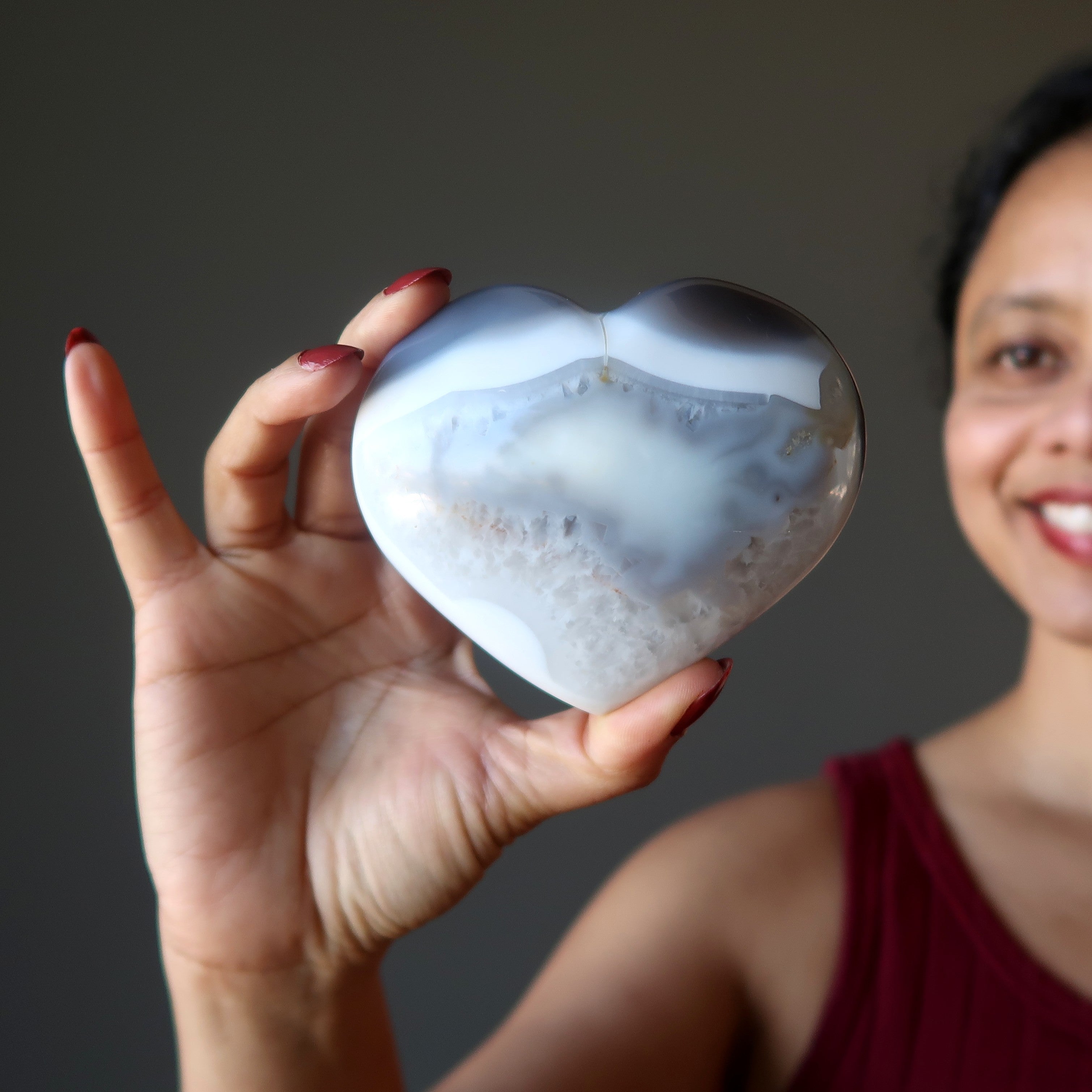 Blue Lace Agate Heart Matching Waves Vibes
