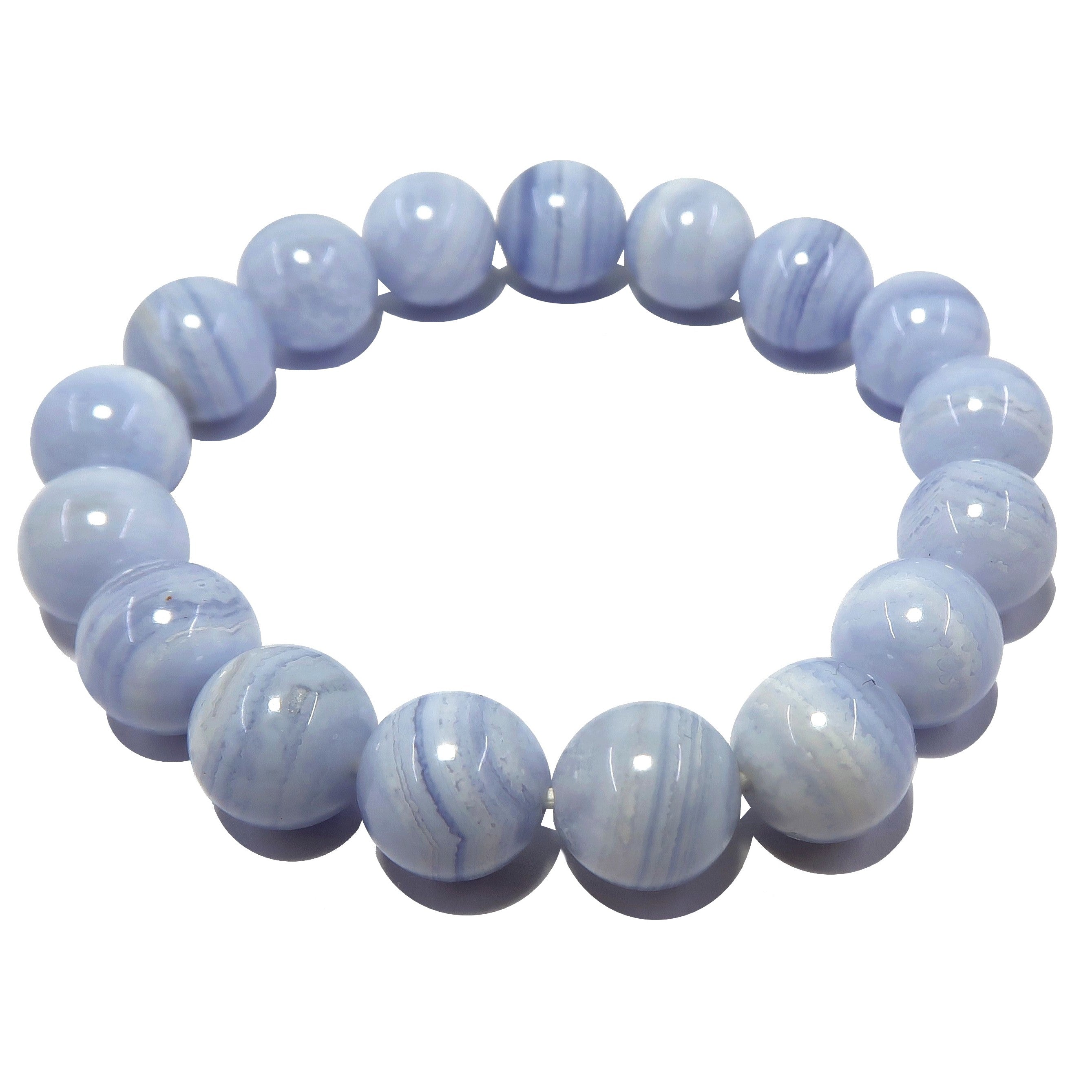 Blue Lace Agate Bracelet Natural Gemstone Beads Soothing Calm