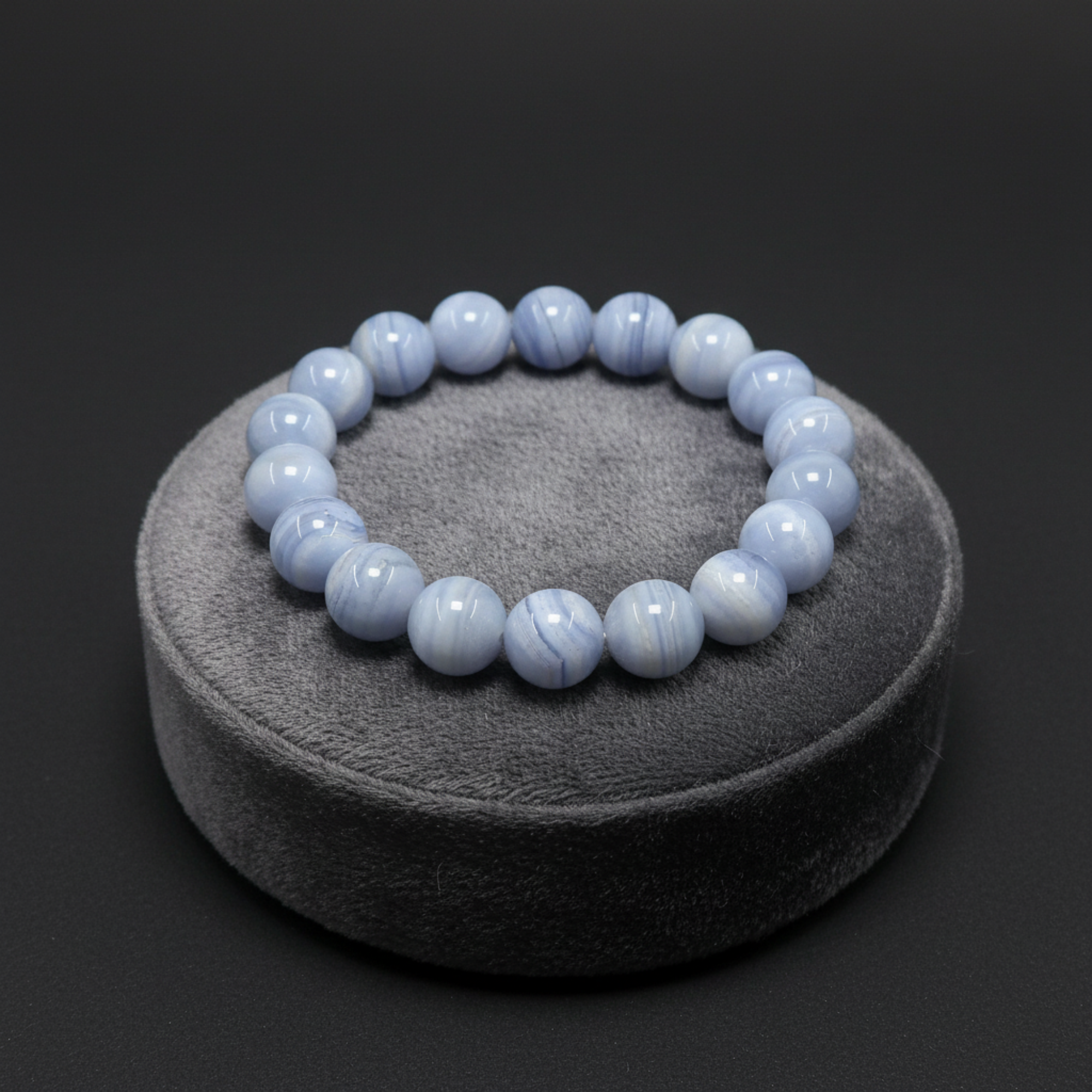 Blue Lace Agate Bracelet Natural Gemstone Beads Soothing Calm