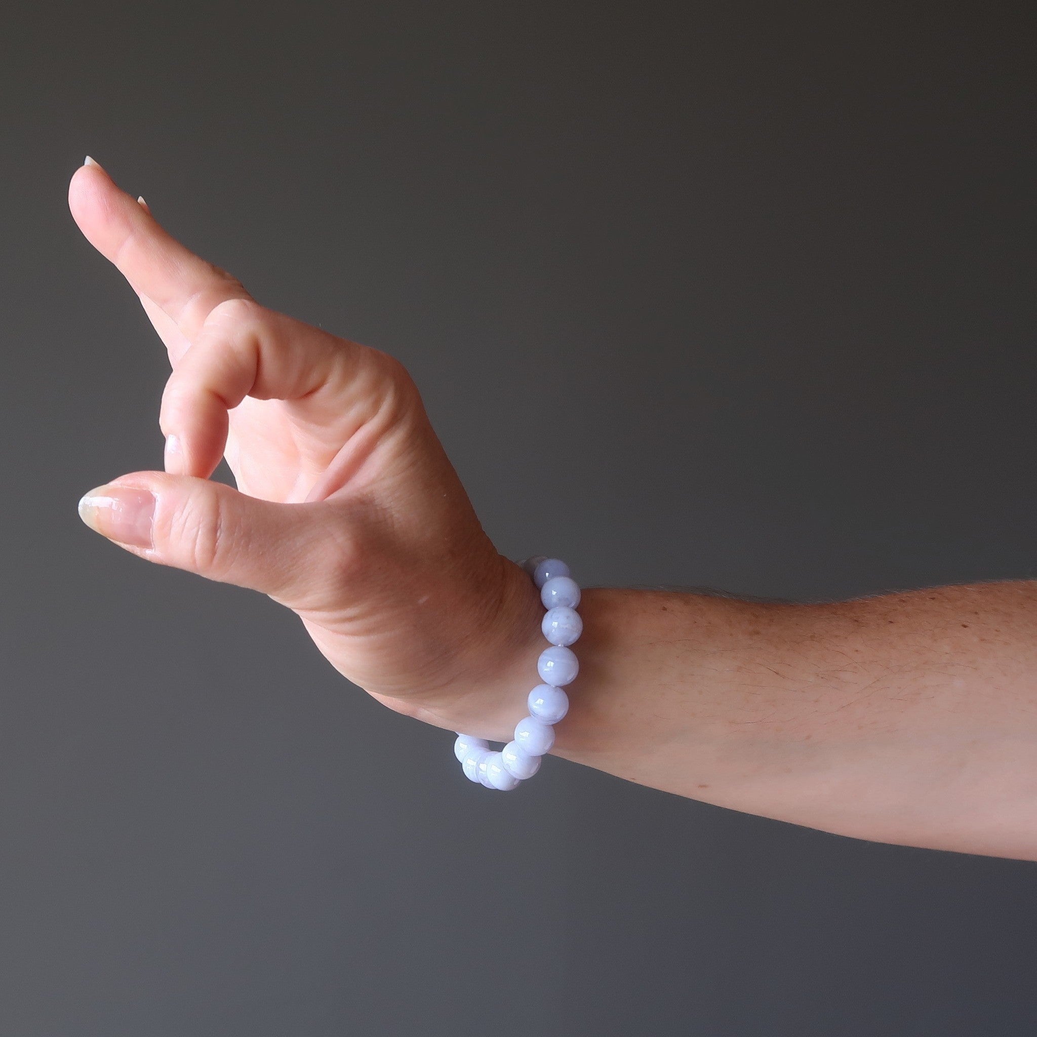Blue Lace Agate Bracelet Natural Gemstone Beads Soothing Calm