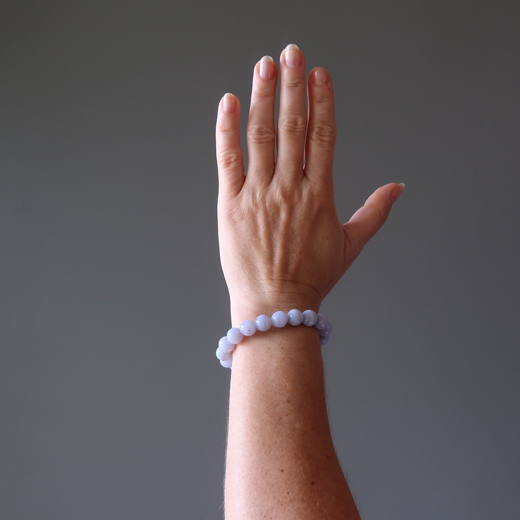 Blue Lace Agate Bracelet Natural Gemstone Beads Soothing Calm