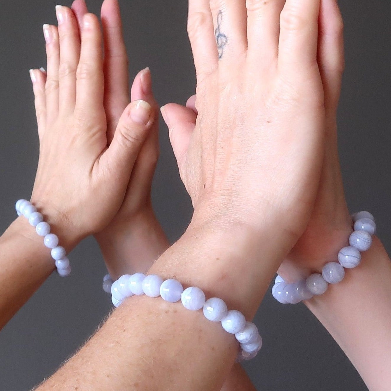 Blue Lace Agate Bracelet Natural Gemstone Beads Soothing Calm