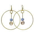Boucles d'oreilles créoles Agate bleue dentelle Sérénité Or