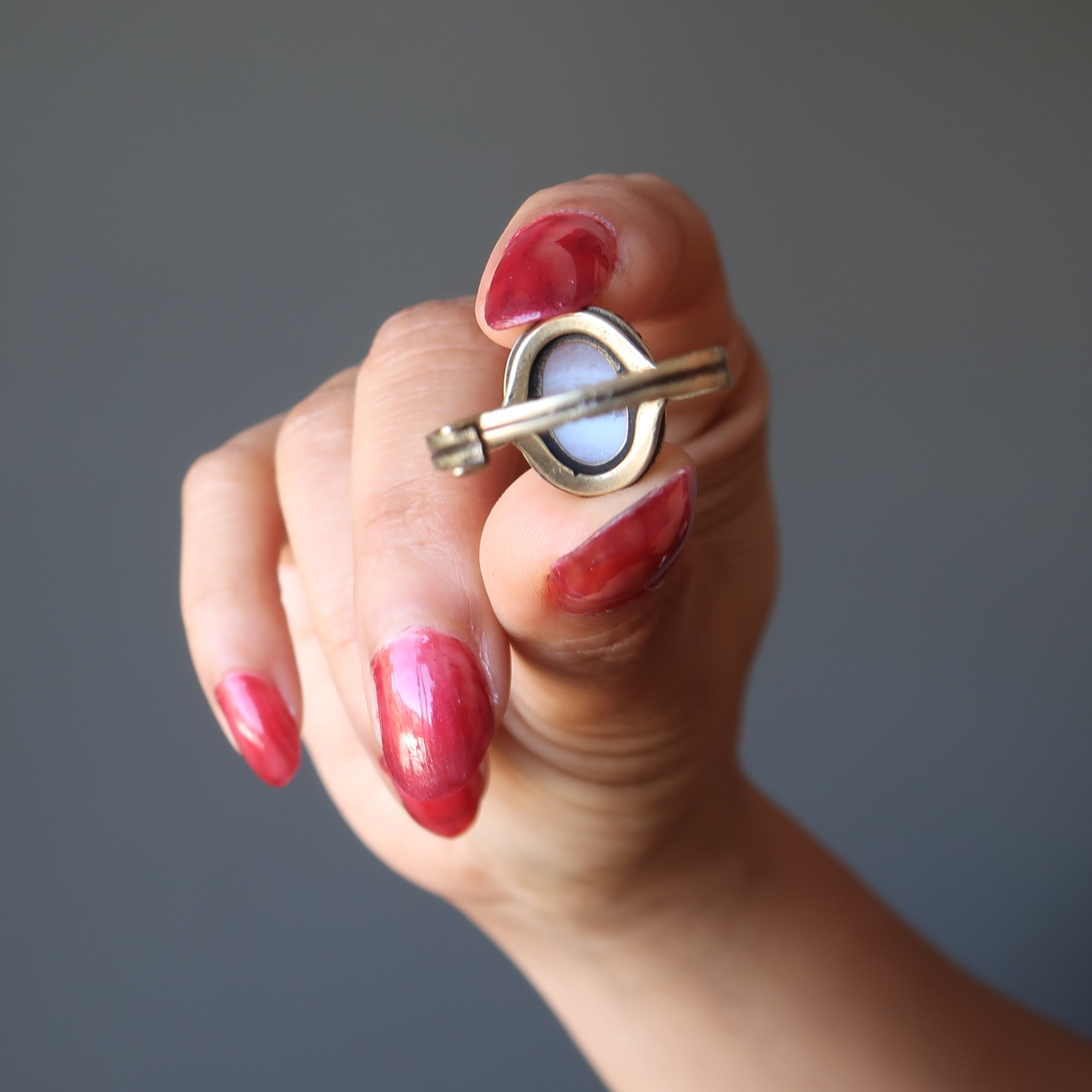 Blauer Spitzenachat-Ring, Zen, Antikmessing, verstellbar