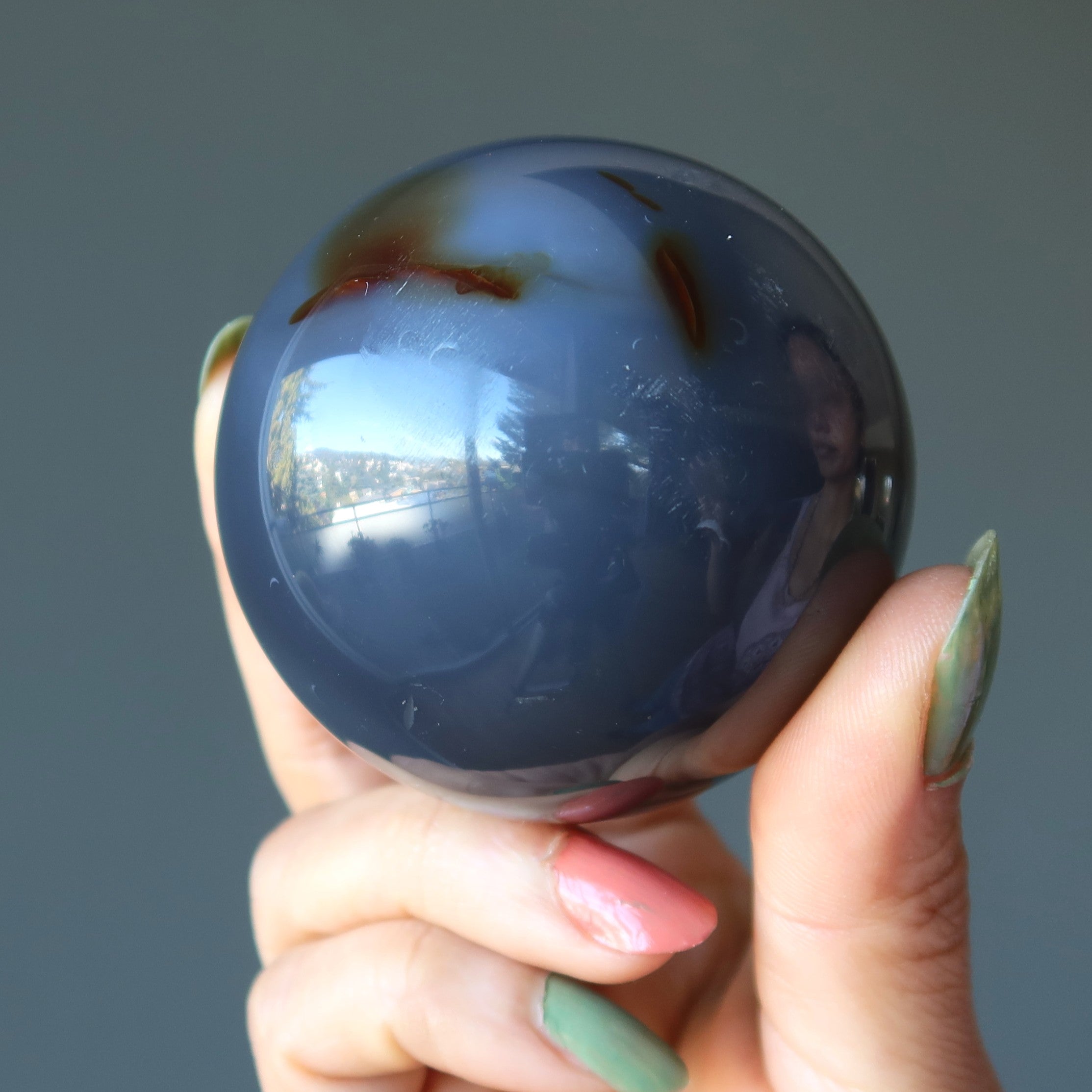 Sphère d'agate de dentelle bleue, boule de cristal Sérénité