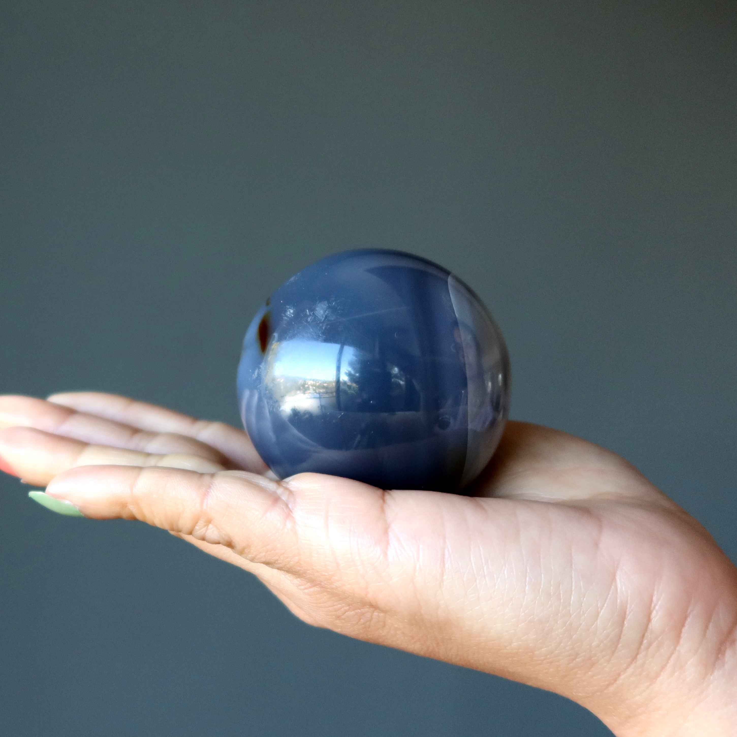 Sphère d'agate de dentelle bleue, boule de cristal Sérénité