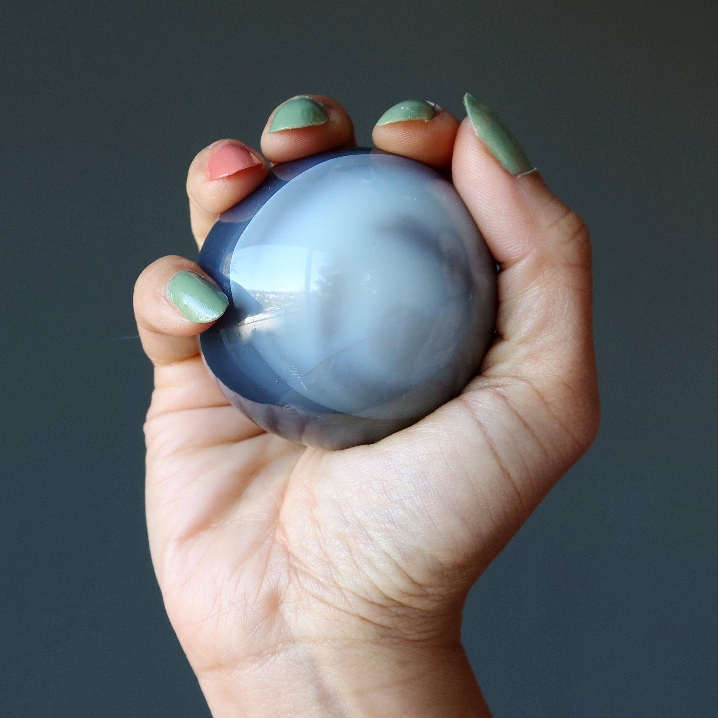 Sphère d'agate de dentelle bleue, boule de cristal Sérénité