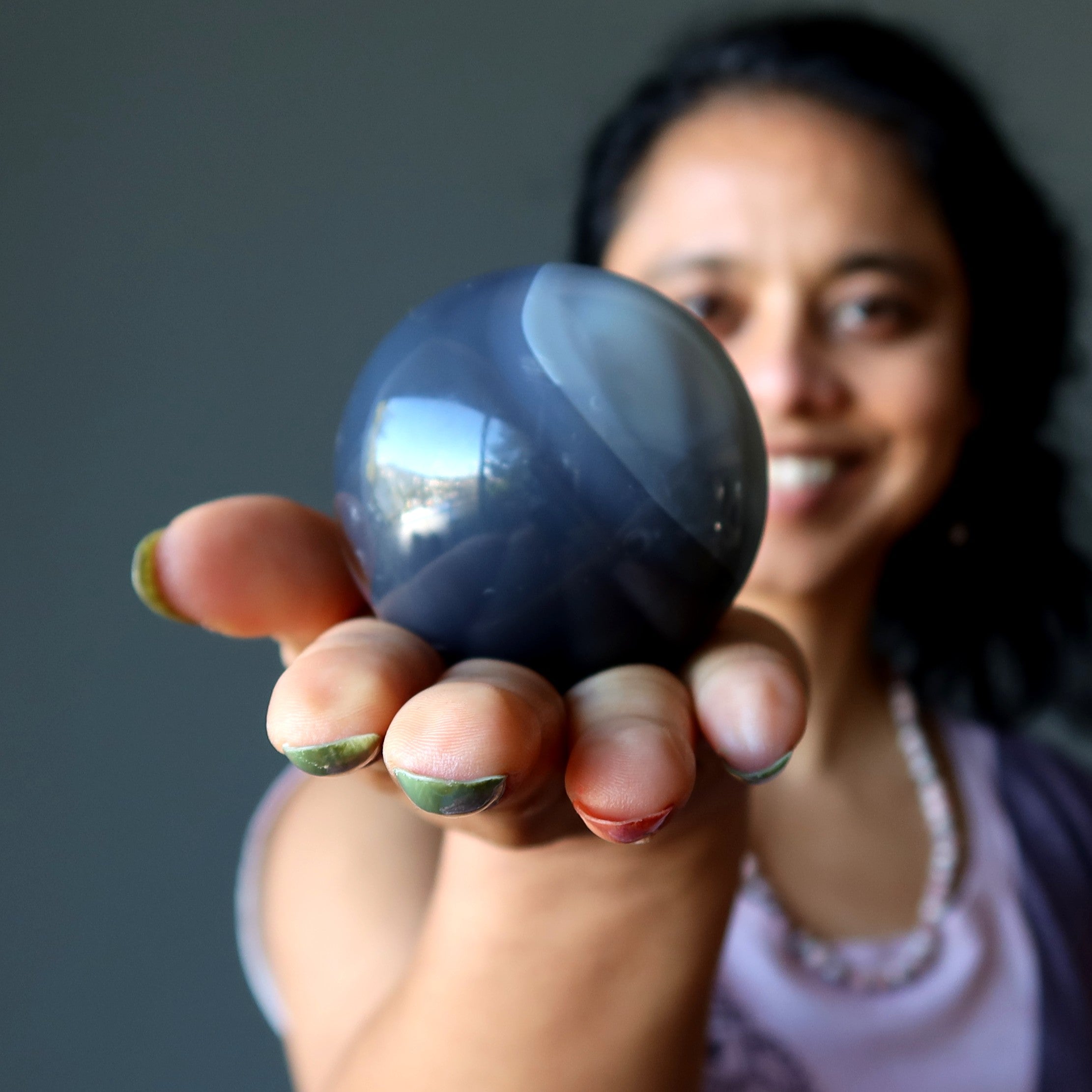 Sphère d'agate de dentelle bleue, boule de cristal Sérénité