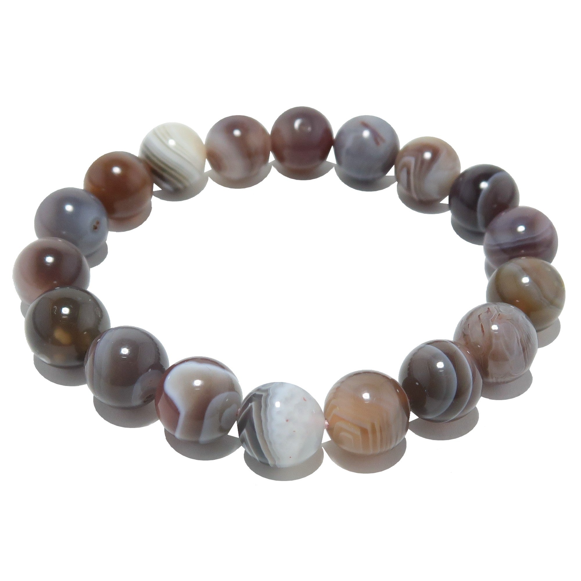 Botswana Agate Bracelet Banded Stone Beads Life Patterns