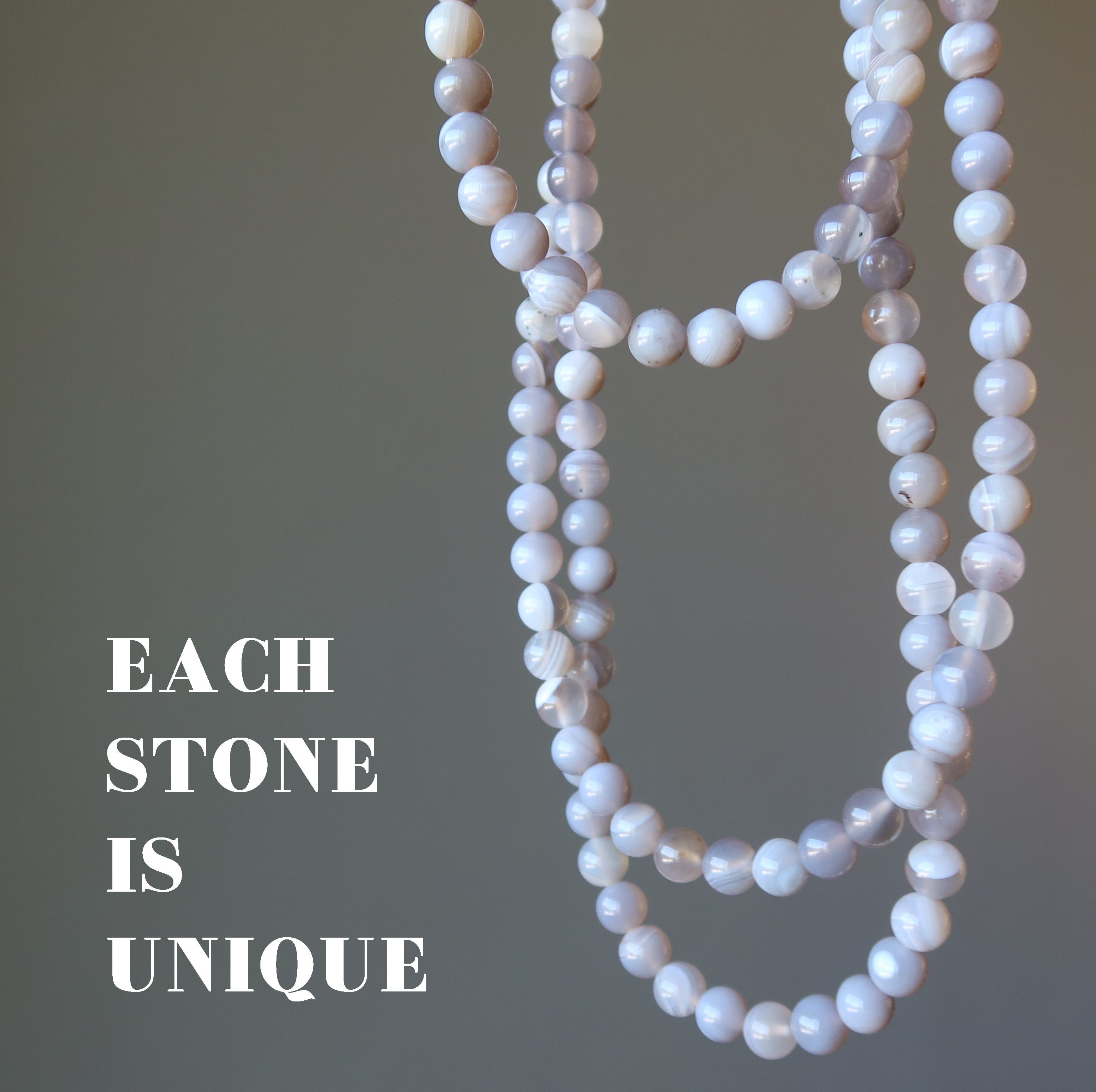 Botswana Agate Necklace Art Silver Gray Creation