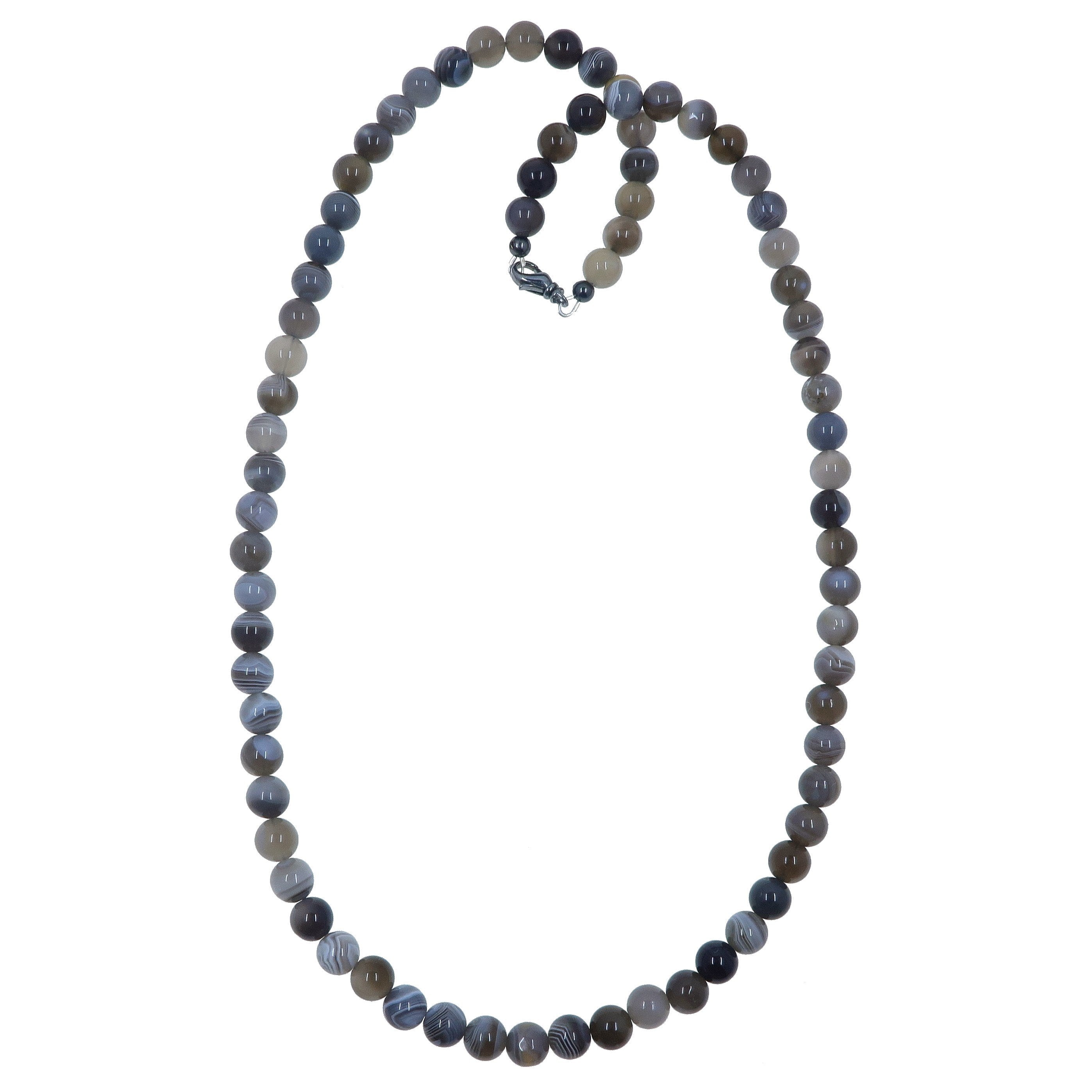 Botswana Agate Necklace Art Silver Gray Creation