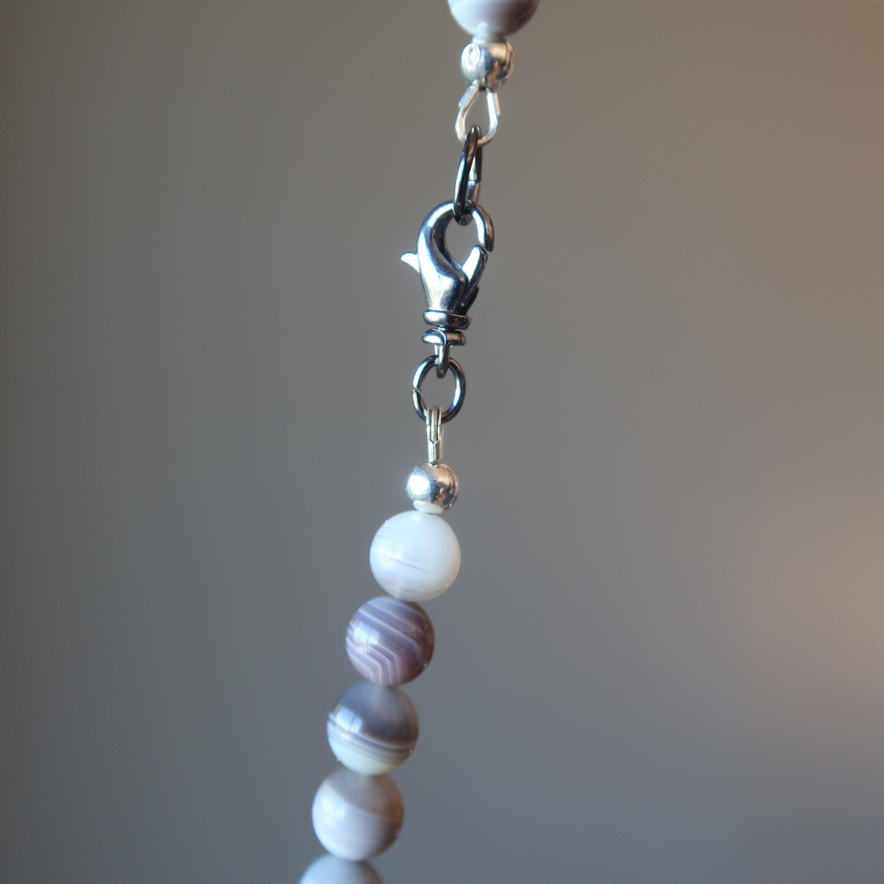 Botswana Agate Necklace Art Silver Gray Creation