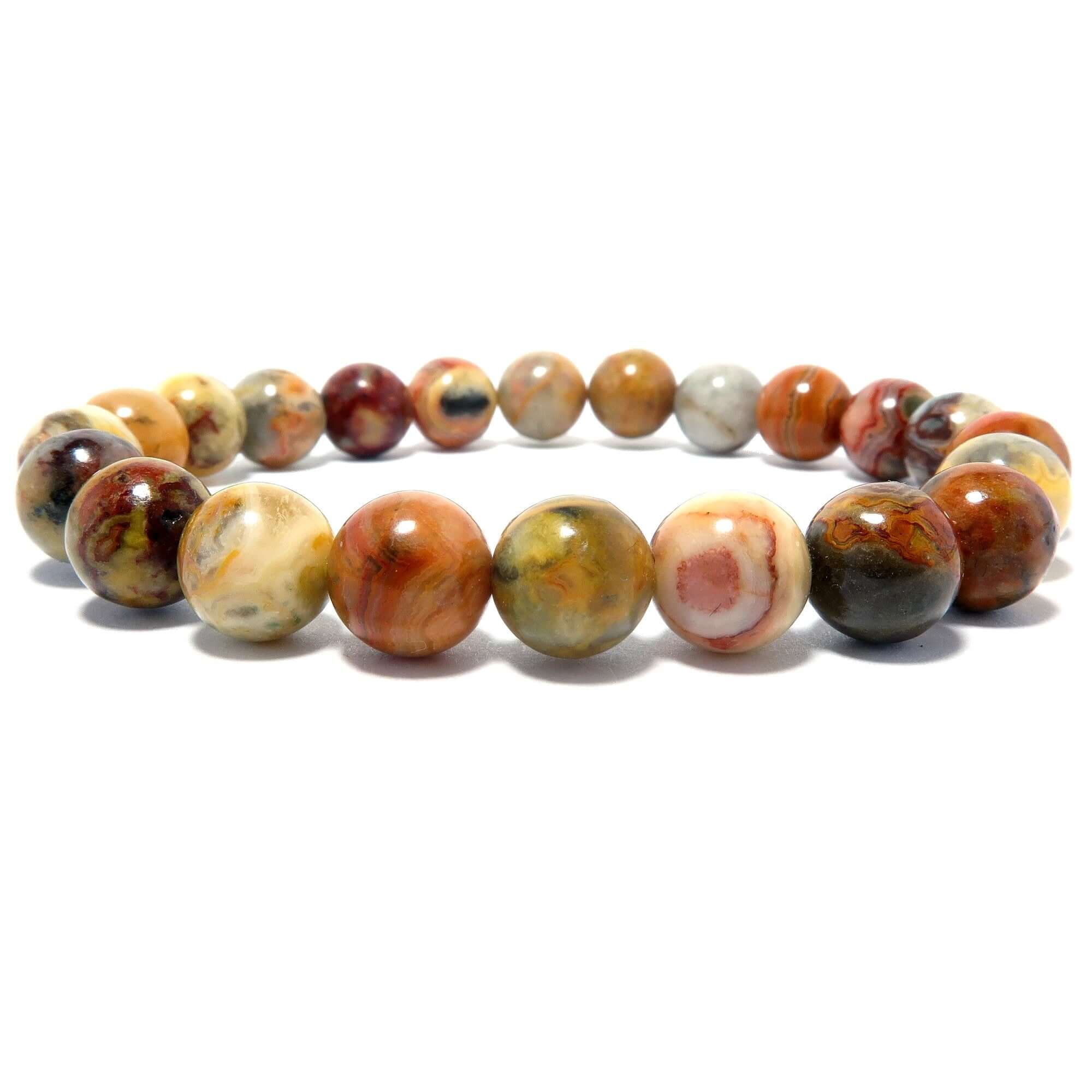 Crazy Lace Agate Bracelet Crystal Beads Laughter Stone
