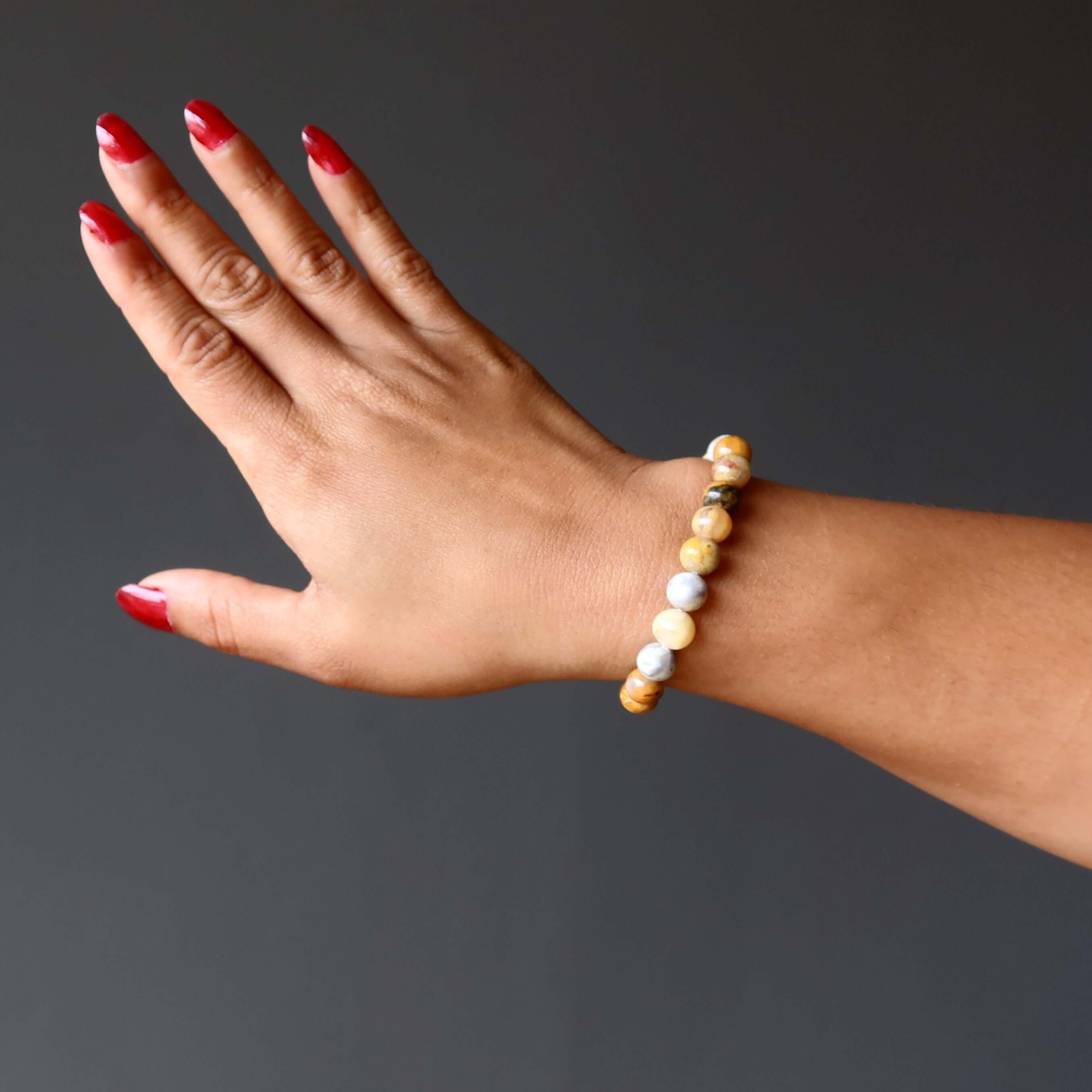 Crazy Lace Agate Bracelet Crystal Beads Laughter Stone