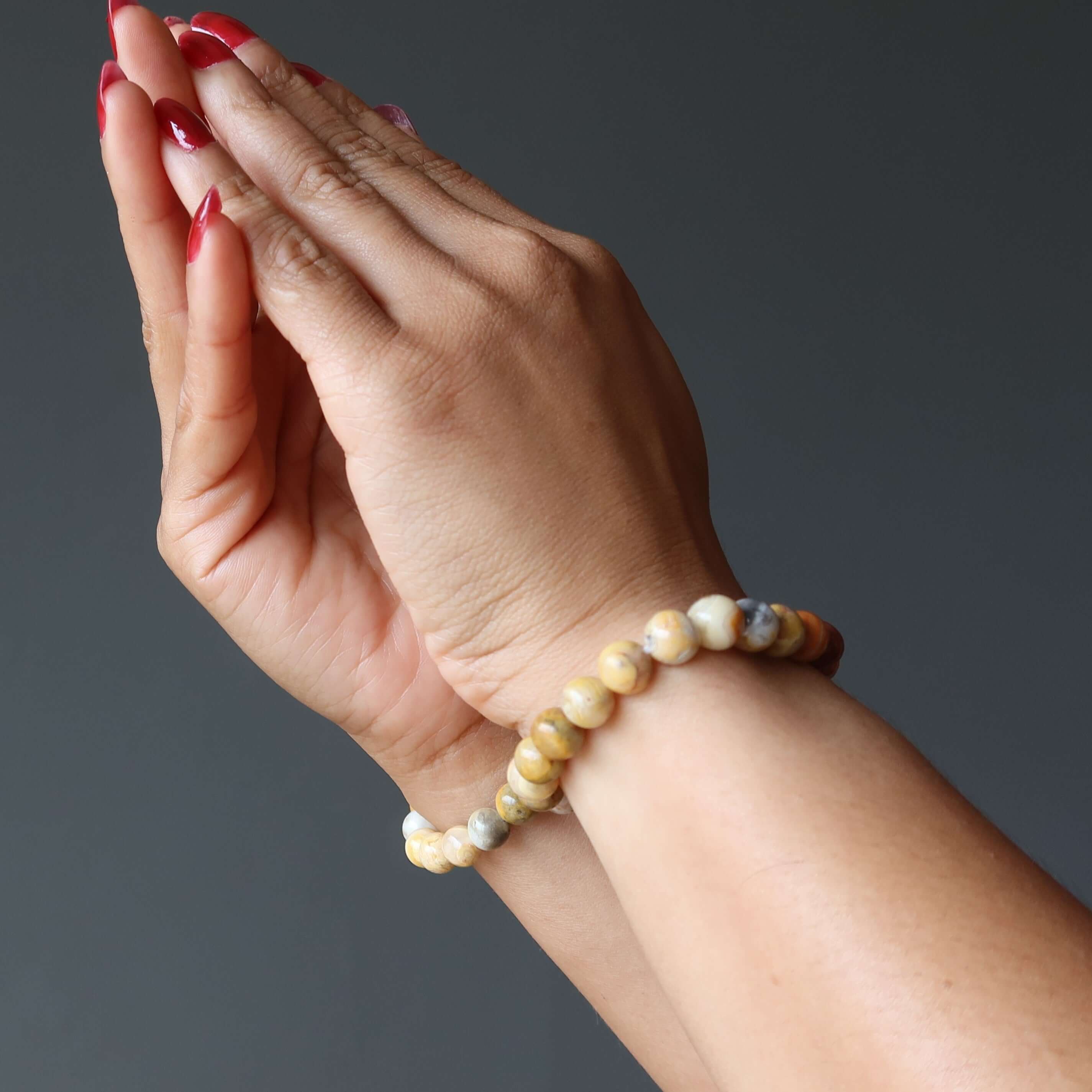 Crazy Lace Agate Bracelet Crystal Beads Laughter Stone