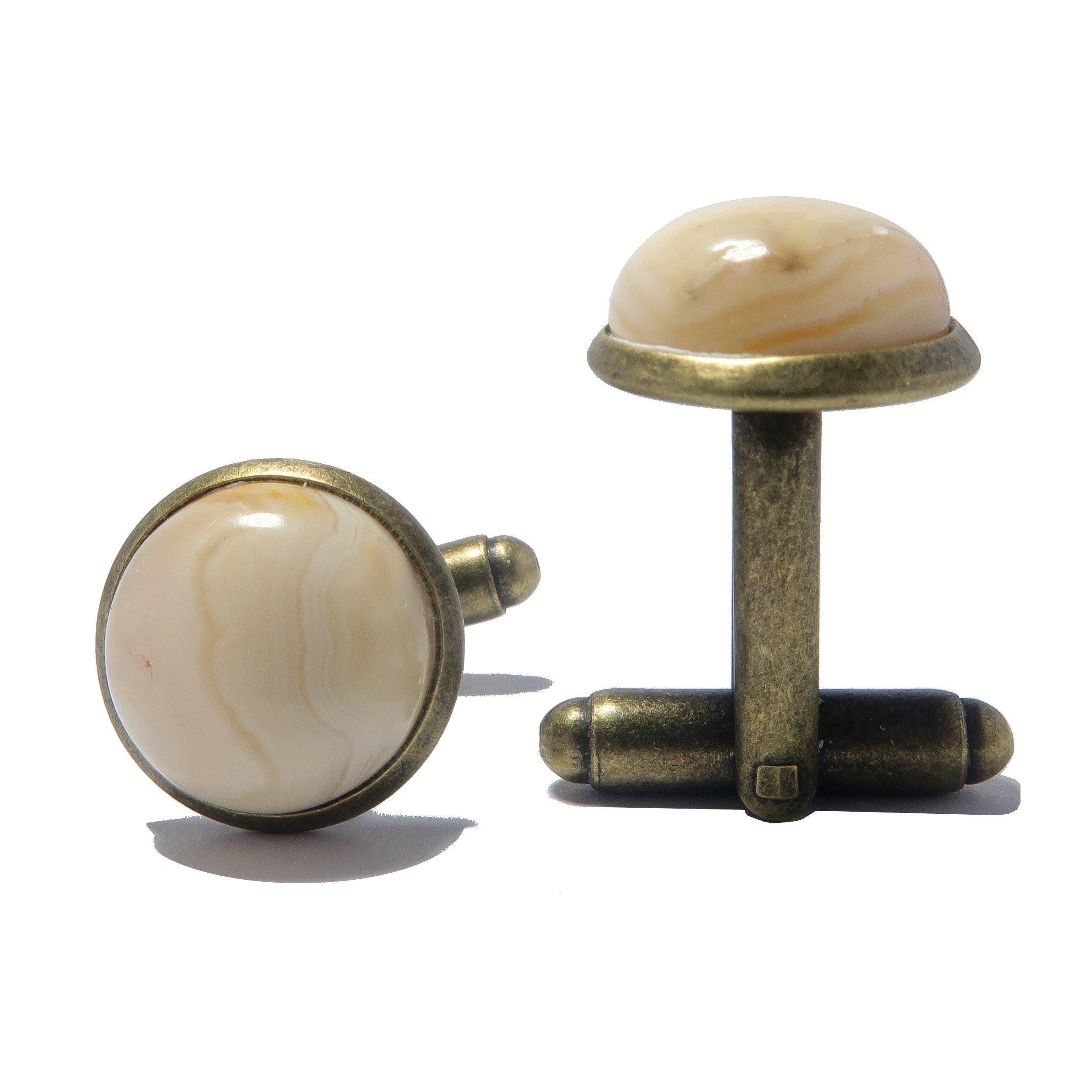 Crazy Lace Agate Cufflinks Charming Antique Bronze