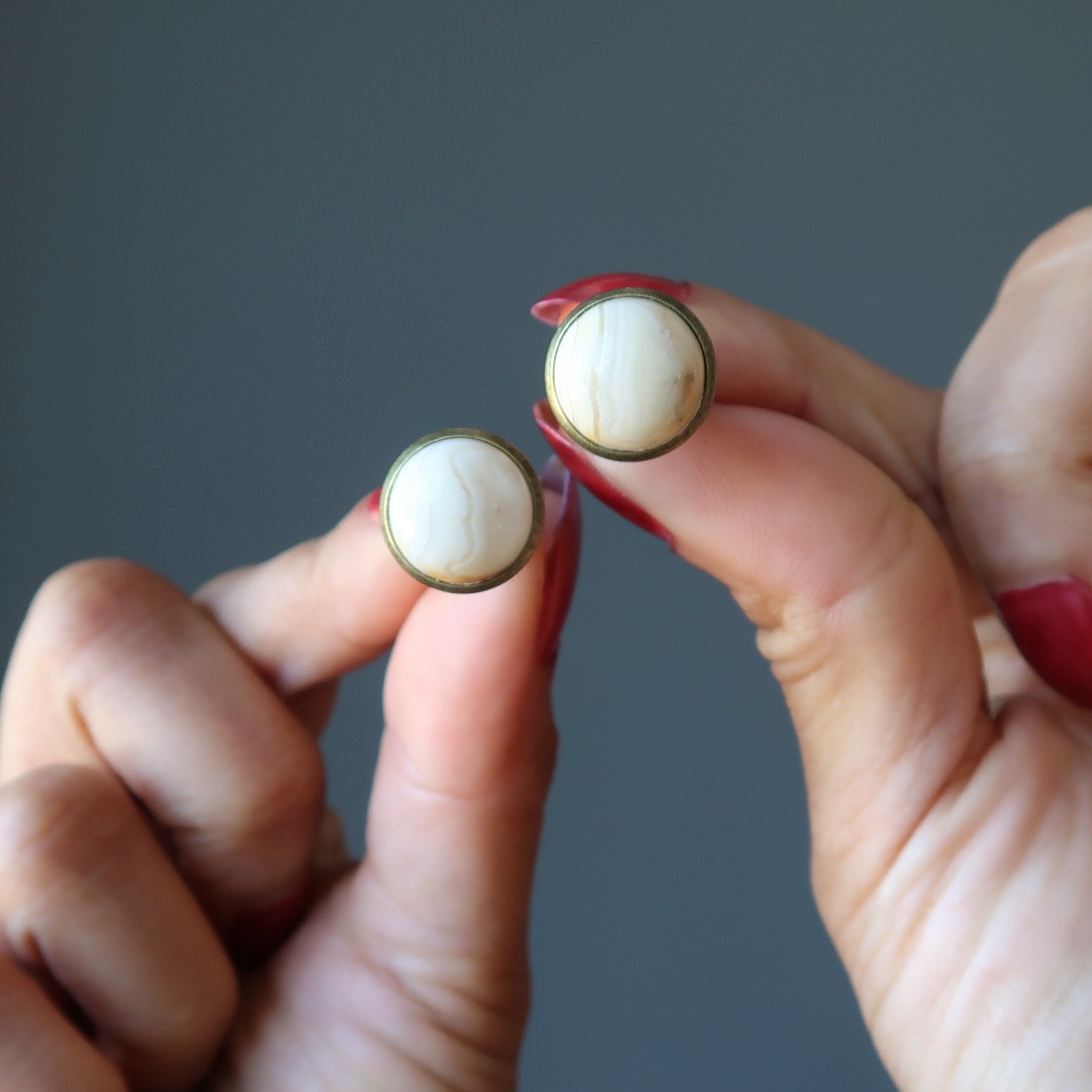 Crazy Lace Agate Cufflinks Charming Antique Bronze