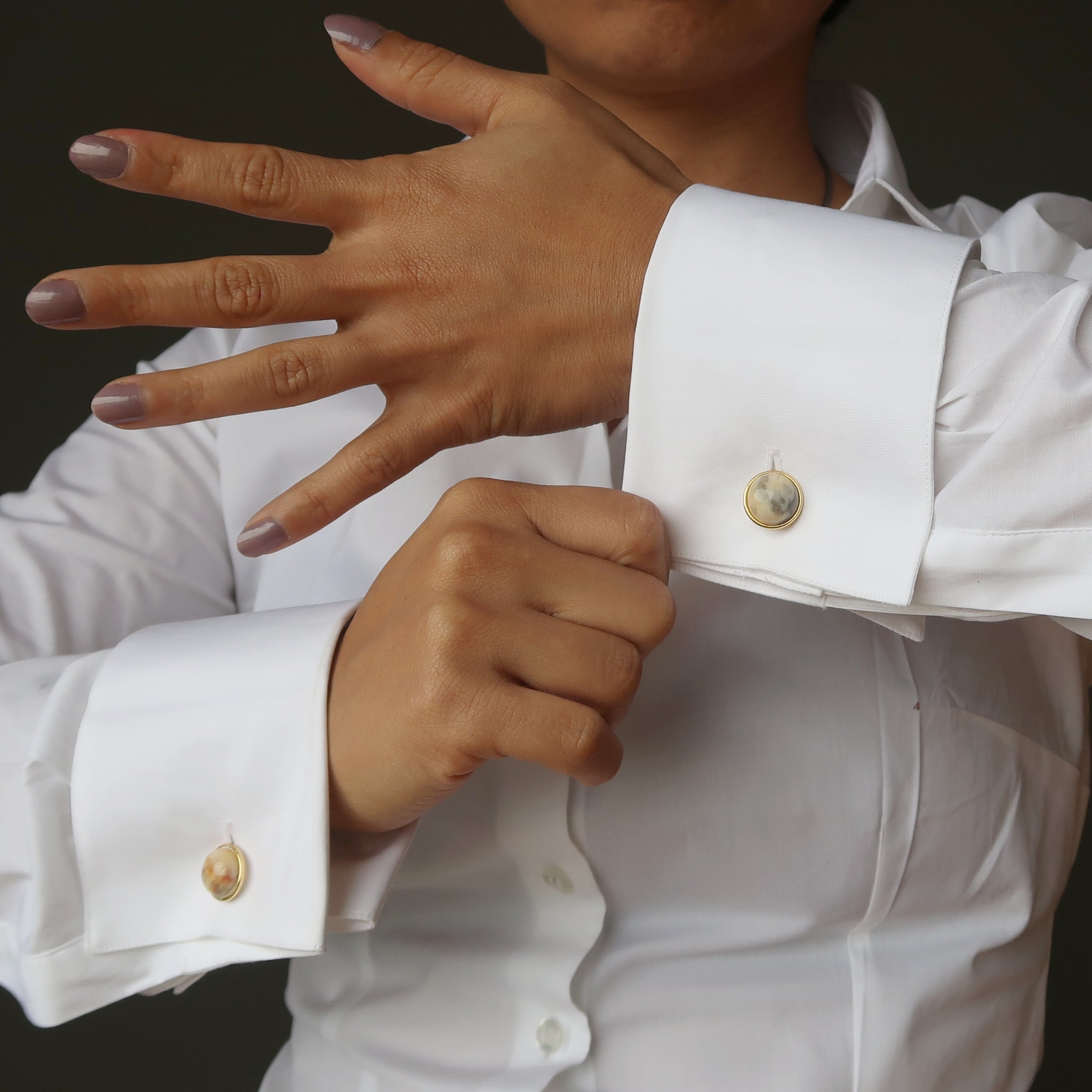 Crazy Lace Agate Cufflinks Yellow Wild Gold