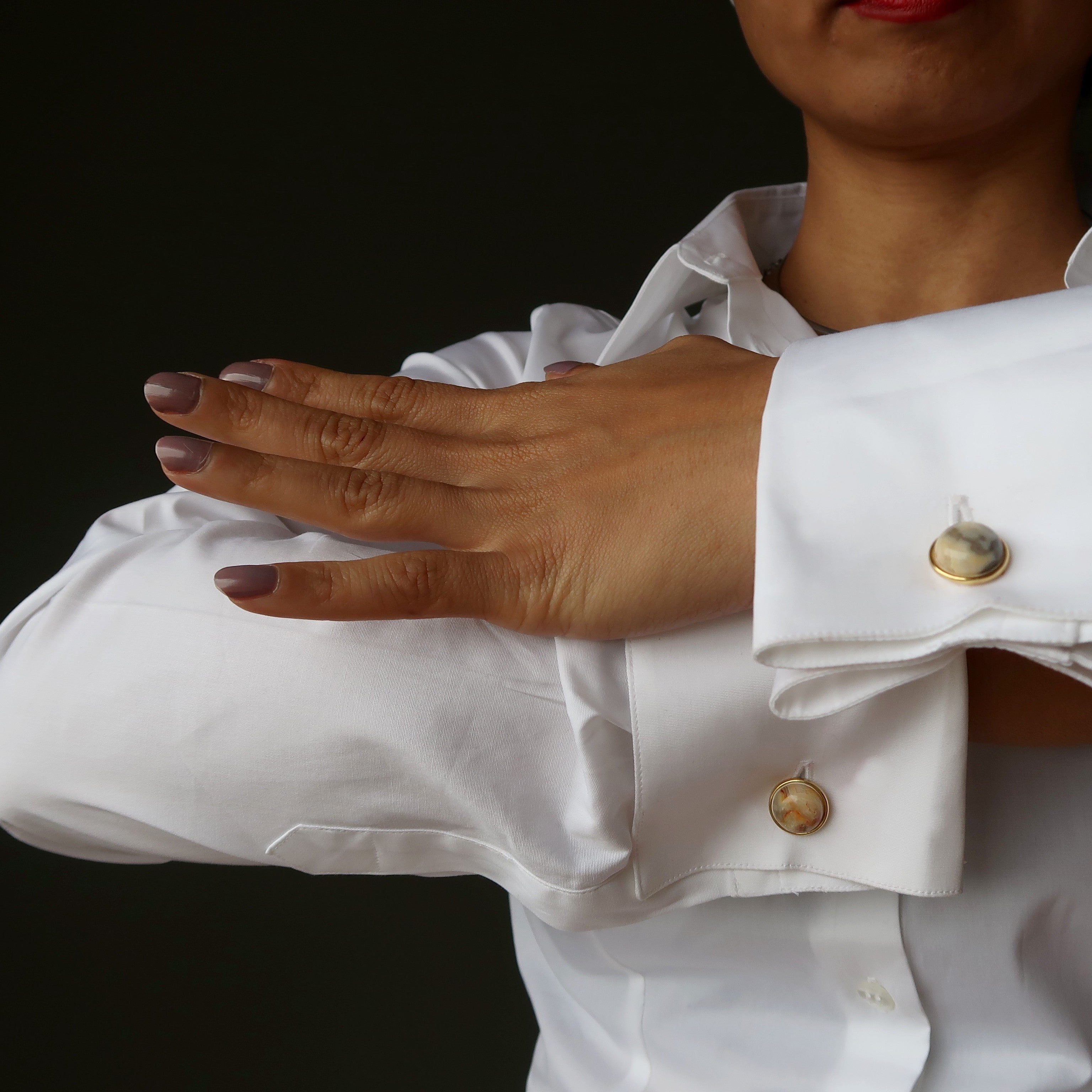 Crazy Lace Agate Cufflinks Yellow Wild Gold