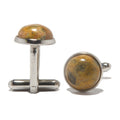 Boutons de manchette en agate Crazy Lace Jaune Extase Argent