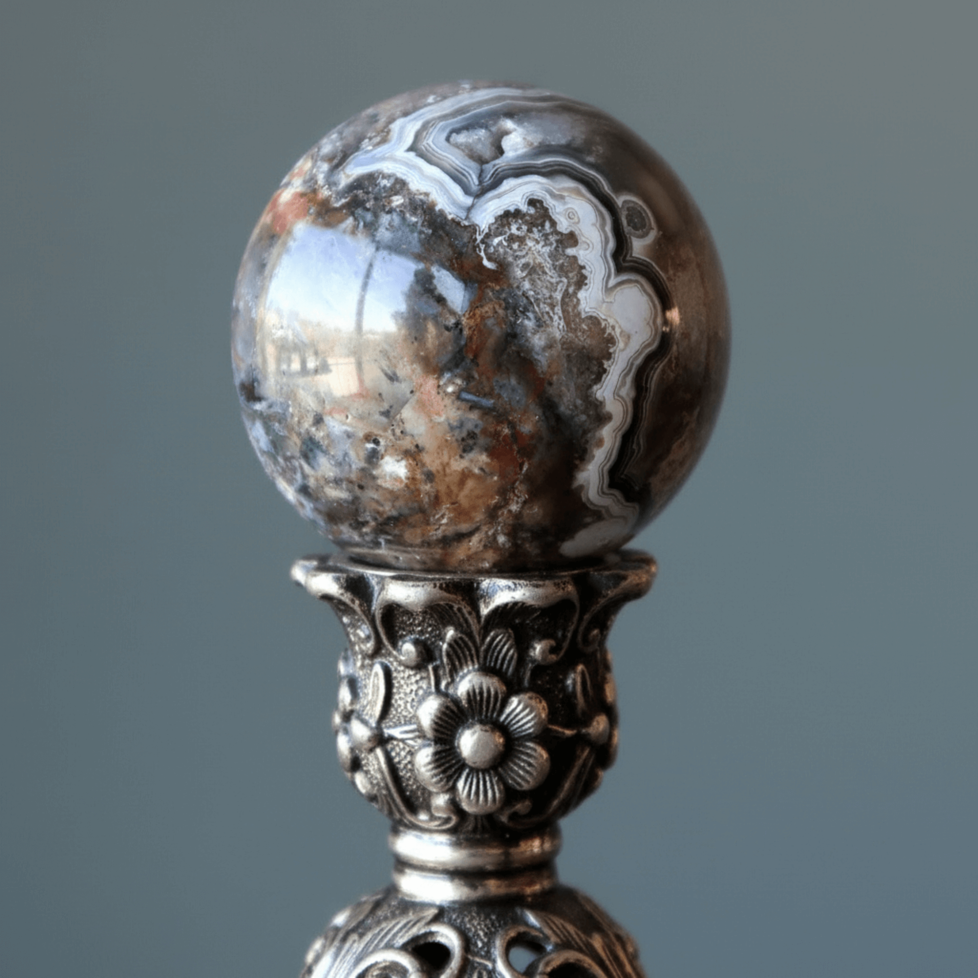Crazy Lace Agate Sphere Wild Destiny Seeker Crystal Ball