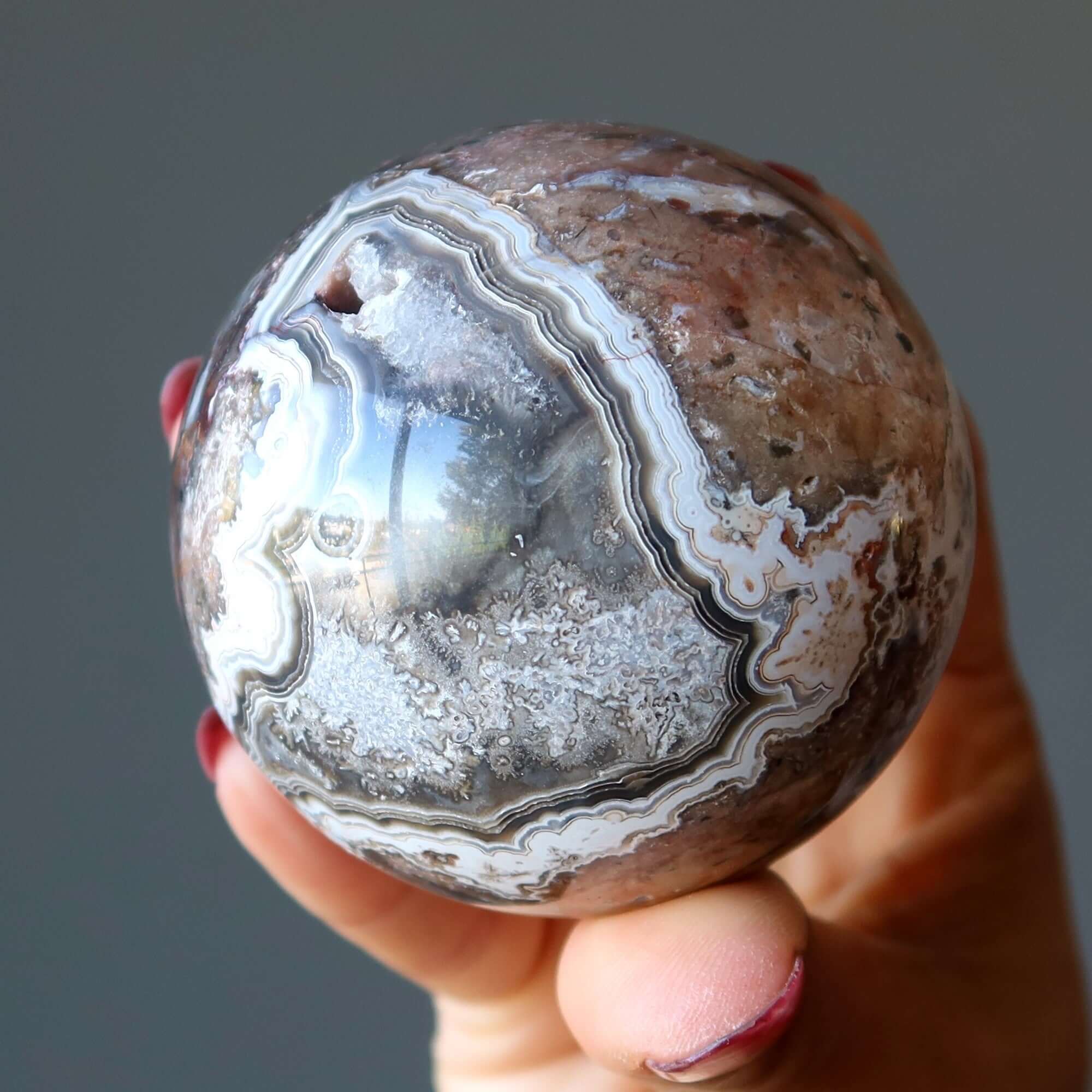 Crazy Lace Agate Sphere Wild Destiny Seeker Crystal Ball