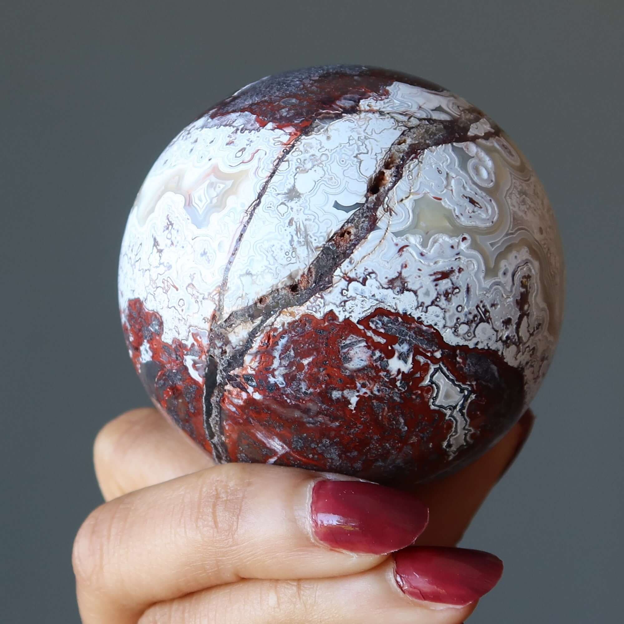 Crazy Lace Agate Sphere Wild Destiny Seeker Crystal Ball