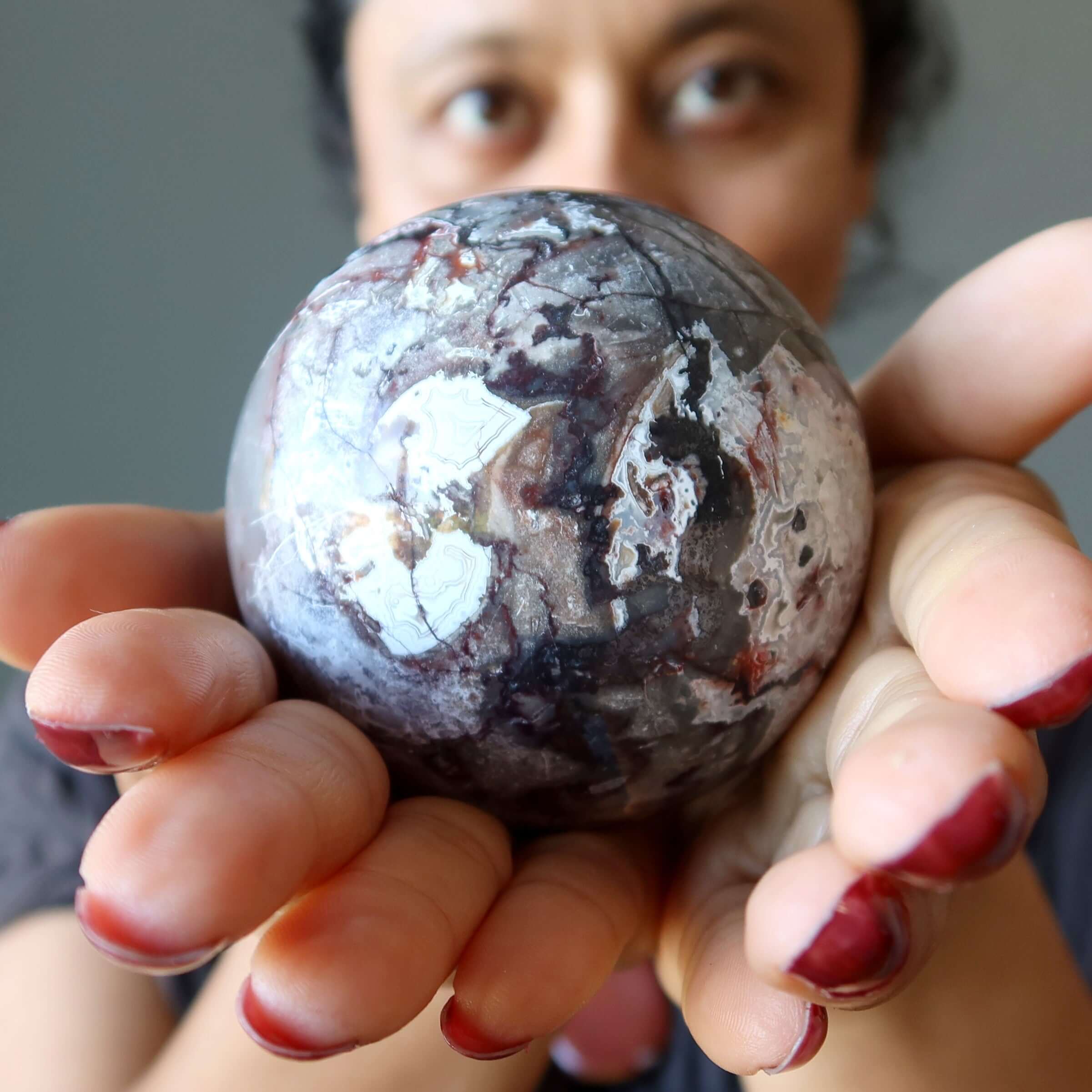 Crazy Lace Agate Sphere Wild Destiny Seeker Crystal Ball