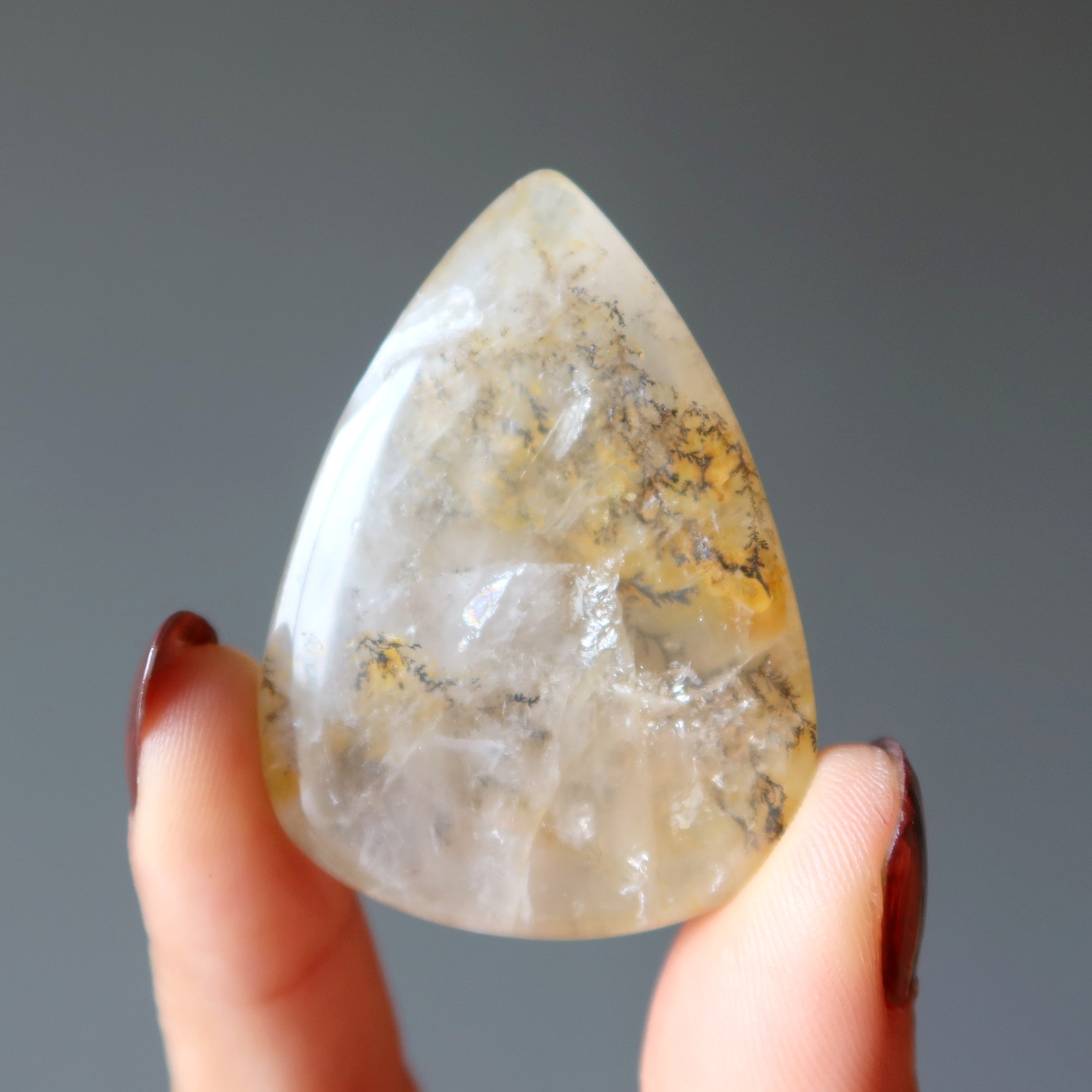 Dendritic Agate Pocket Stone Cabochon Sun Drop